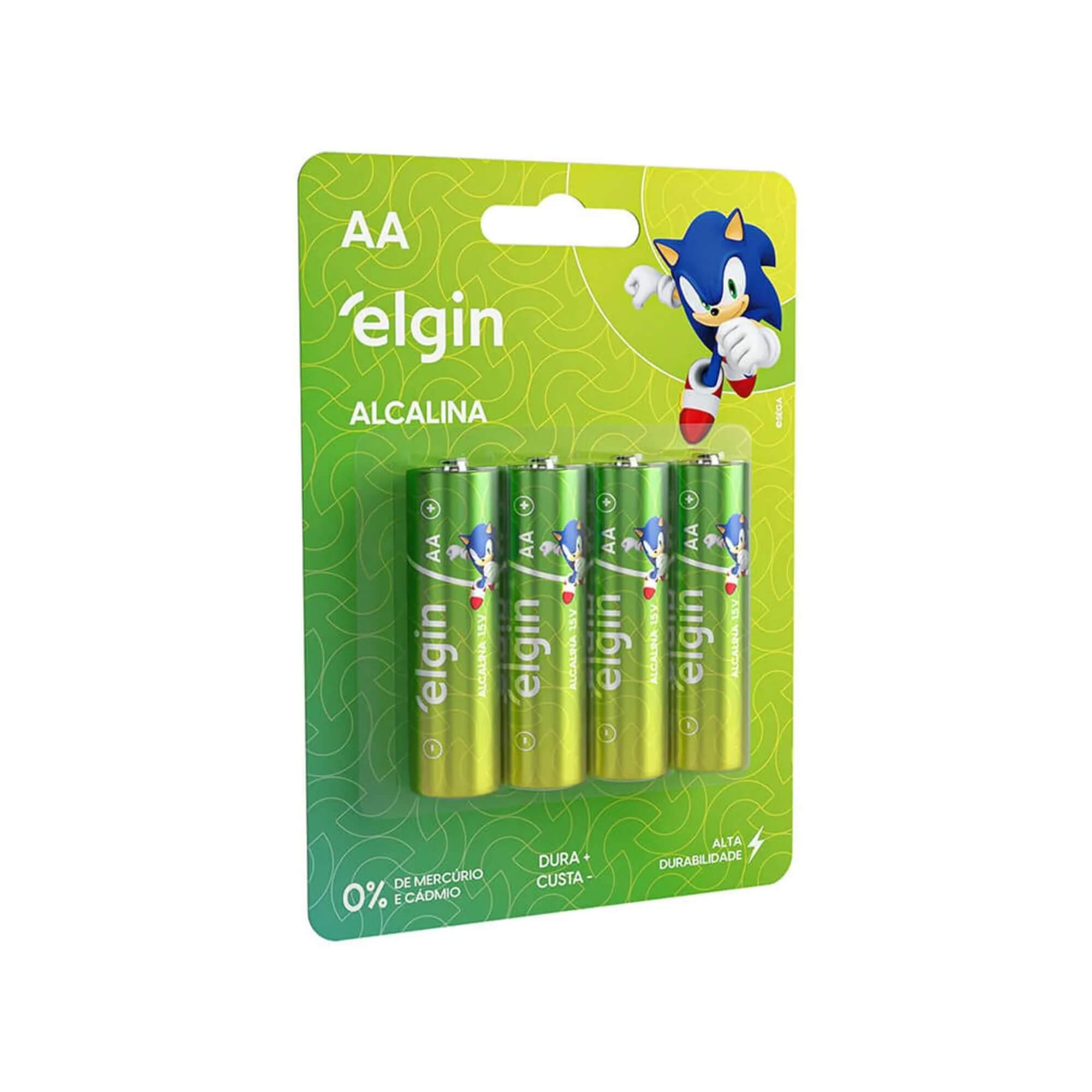 COMP Kit 8 Unidades Pilhas Alcalinas Elgin - 4 Pilhas AA Comum e 4 Pilhas Palito AAA