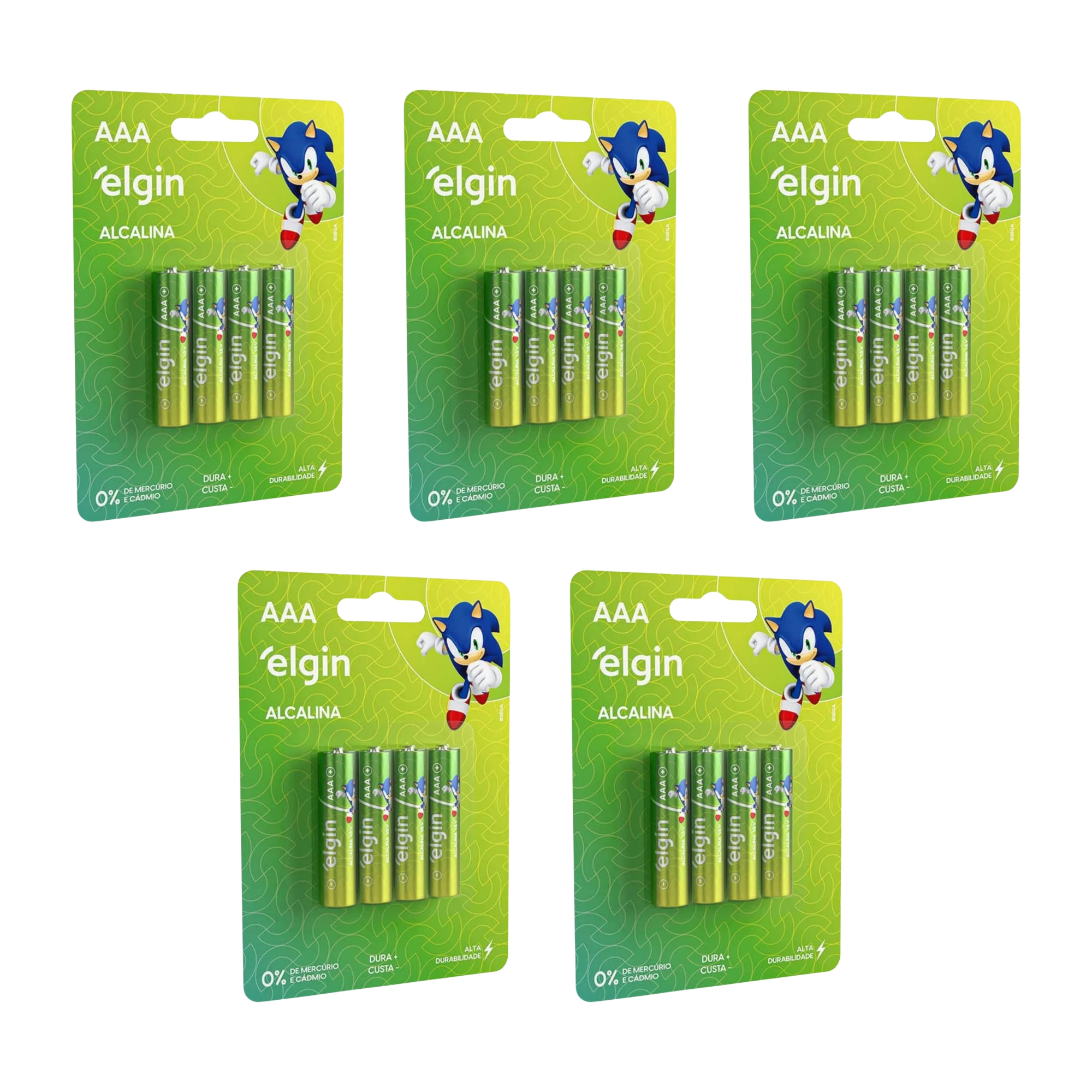 COMP Kit 5 Blister com 4 Unidades de Pilhas Palito Alcalinas AAA - Elgin