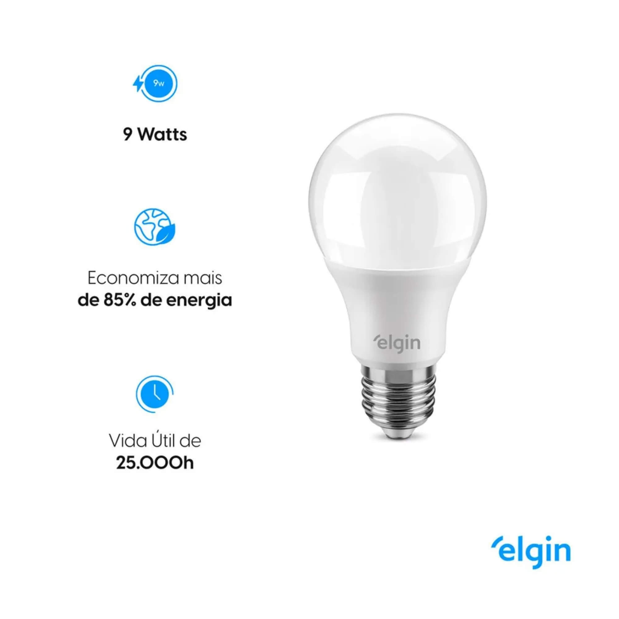 COMP Kit 10 Lâmpadas Bulbo Led 9W Bivolt 3000K Elgin - 48BLED2M09YU