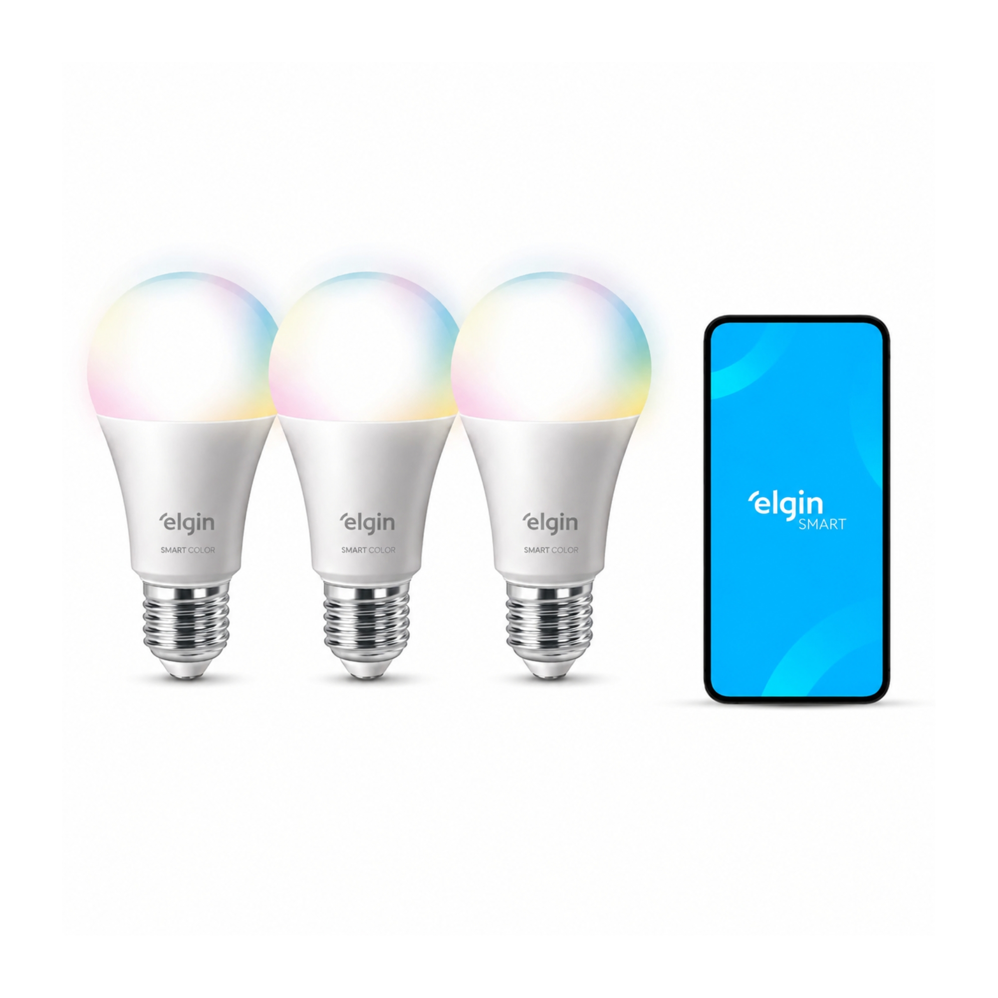 COMP Kit 3 Lâmpadas Smart Led A60 10W Compatível com Alexa e Google Home Bivolt Elgin - 48BLEDWIFI00