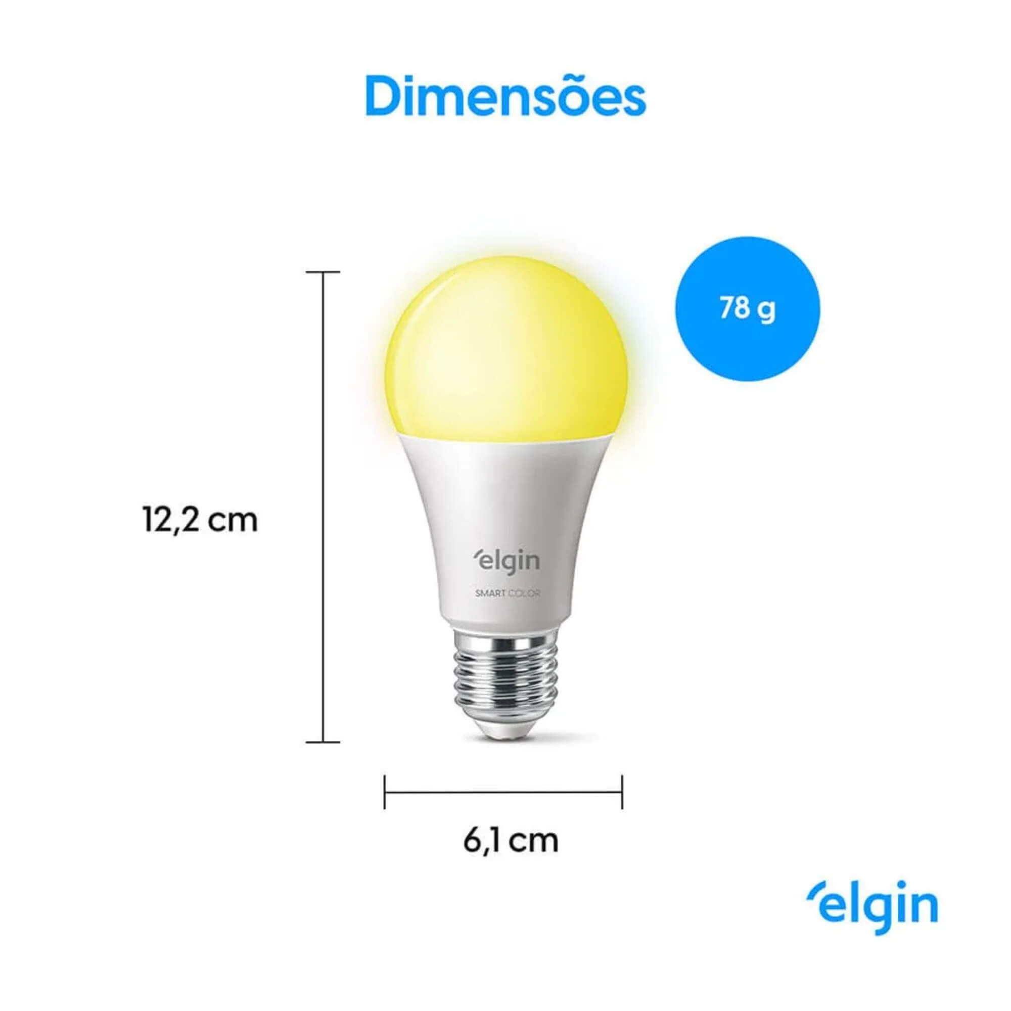 COMP Kit 3 Lâmpadas Smart Led A60 10W Compatível com Alexa e Google Home Bivolt Elgin - 48BLEDWIFI00