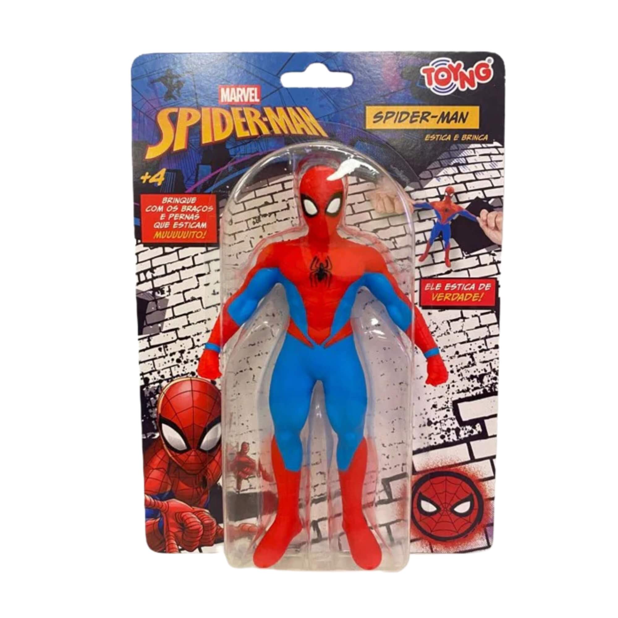 Boneco que Estica Homem Aranha Spider-Man Marvel Flexível Sensorial Toyng - 059212