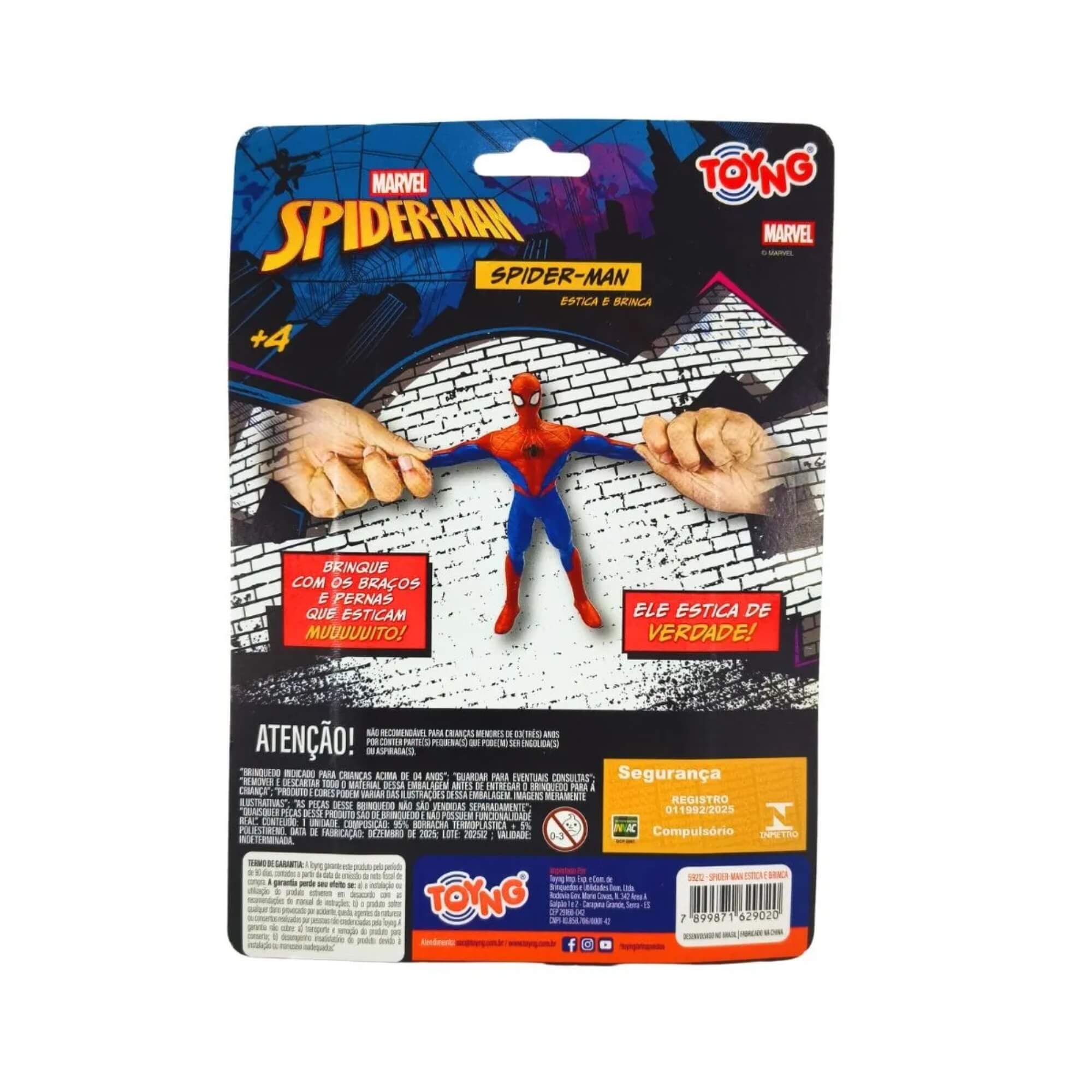 Boneco que Estica Homem Aranha Spider-Man Marvel Flexível Sensorial Toyng - 059212