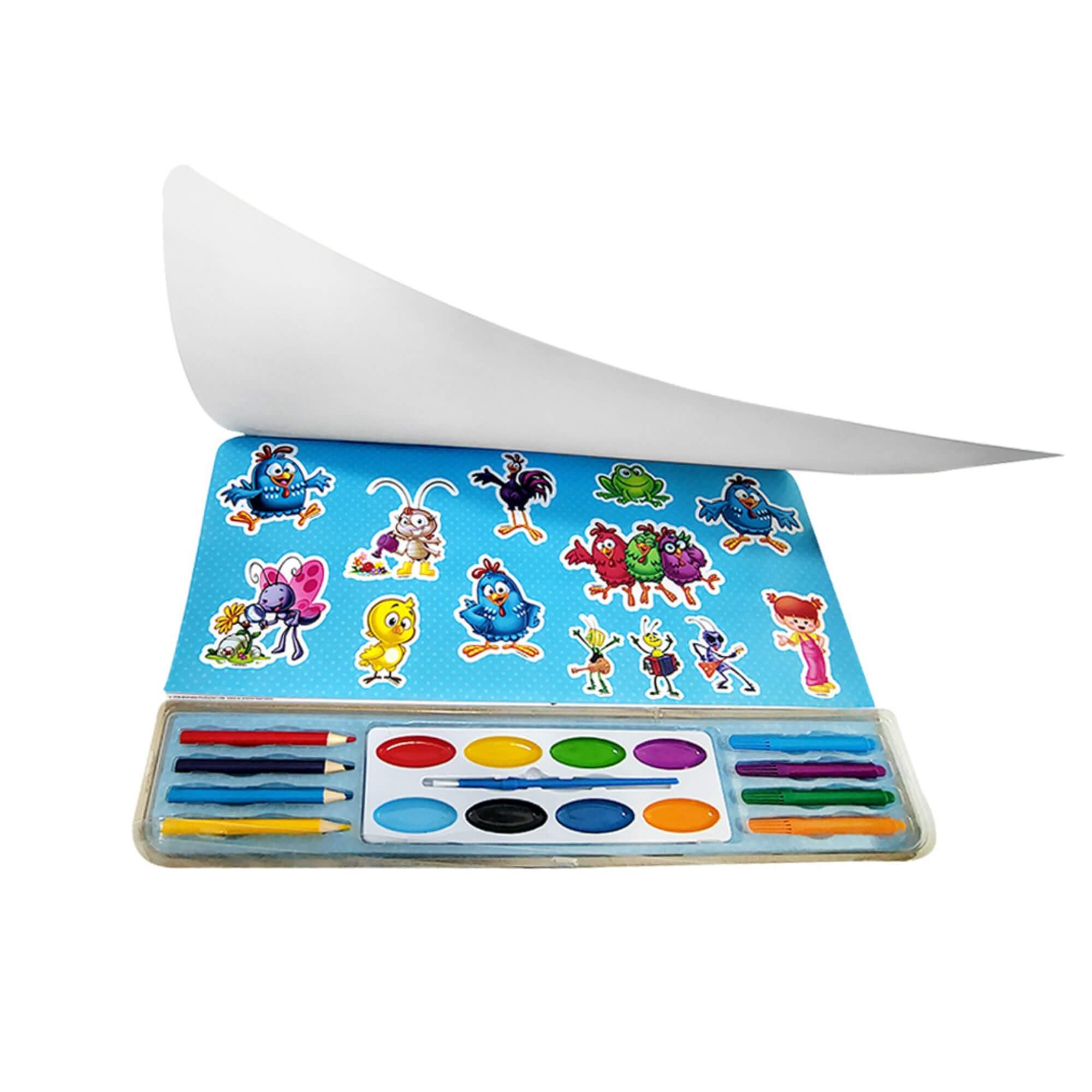 Kit de Pintura Galinha Pintadinha c/ Aquarela, Lápis de Cor, Adesivos e Canetinhas Toyng - 065526