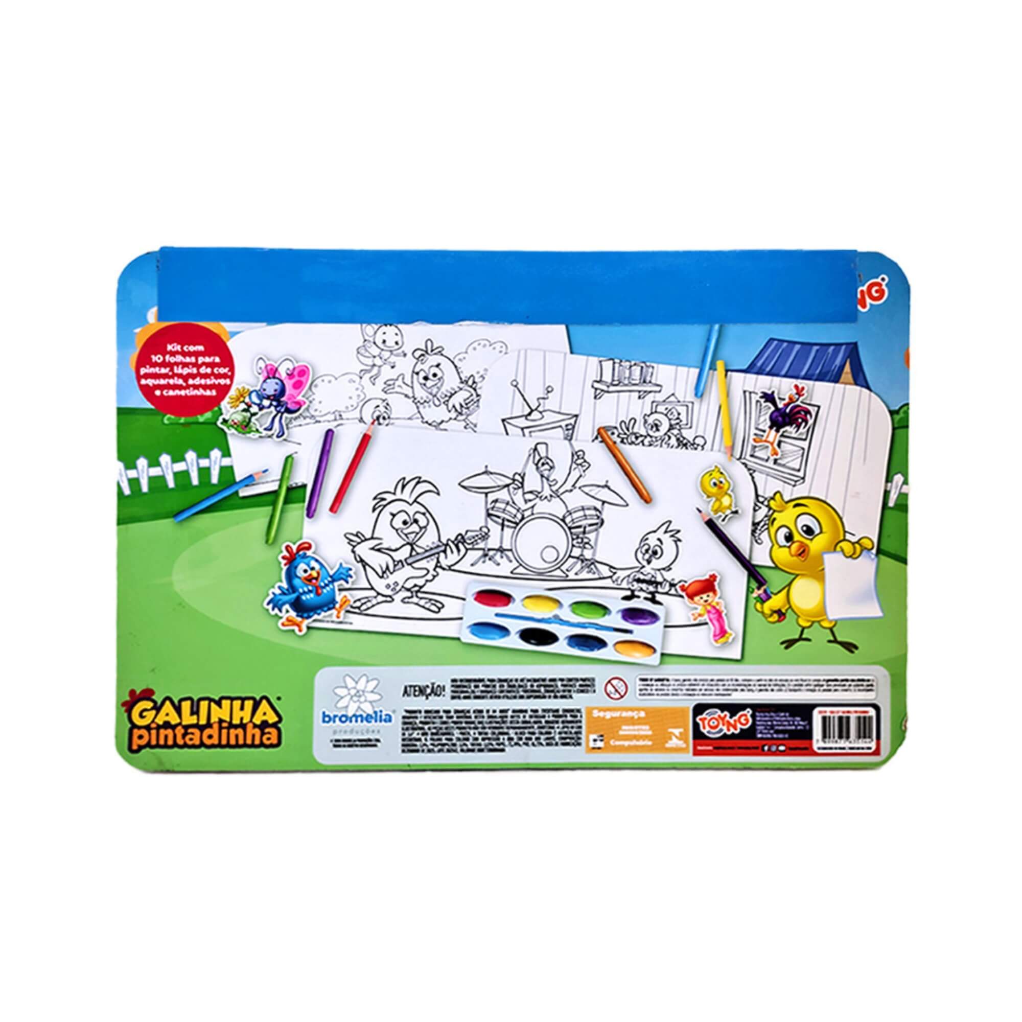 Kit de Pintura Galinha Pintadinha c/ Aquarela, Lápis de Cor, Adesivos e Canetinhas Toyng - 065526