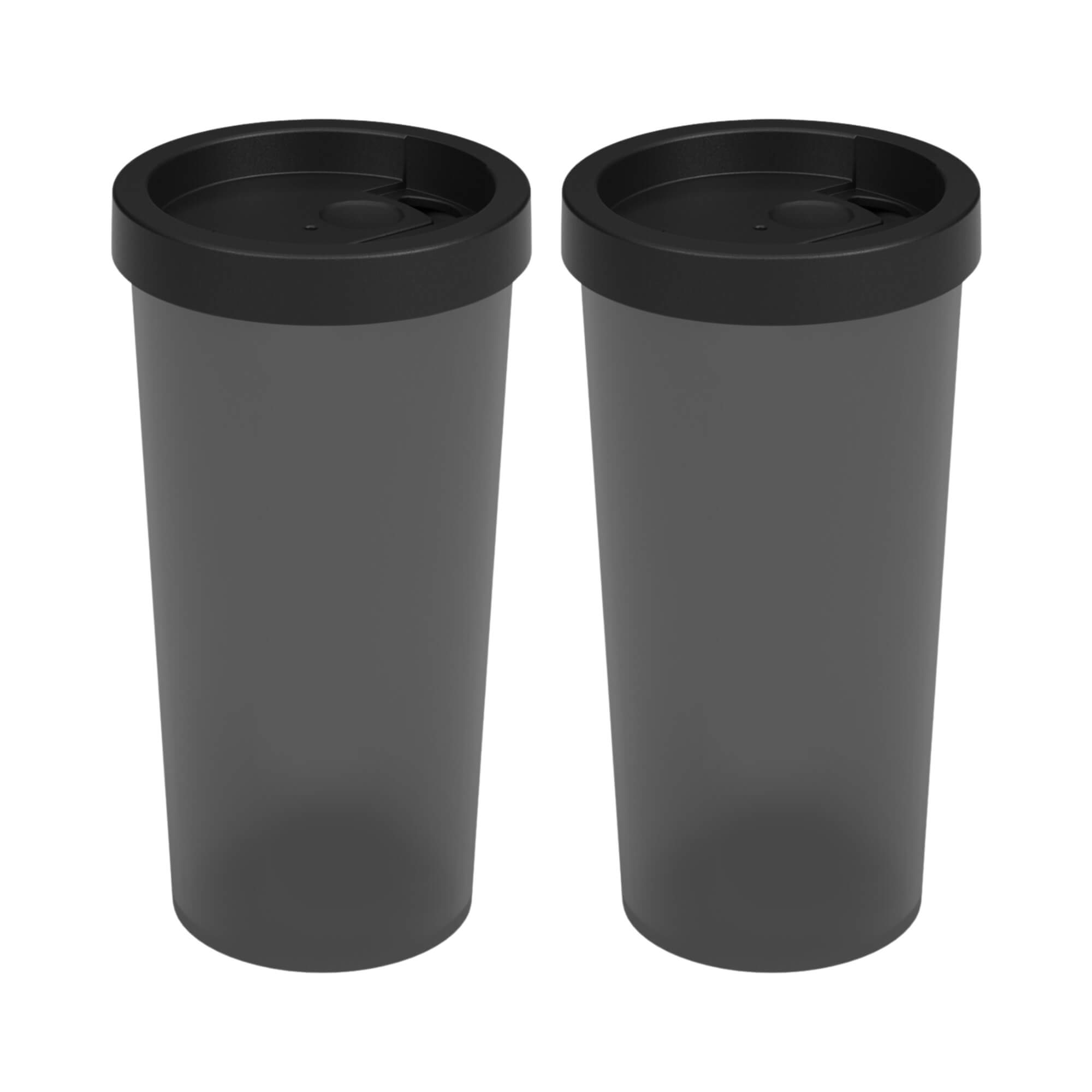 COMP Kit 2 Copos Coza com Tampa Nutri 500ml Preto Brinox