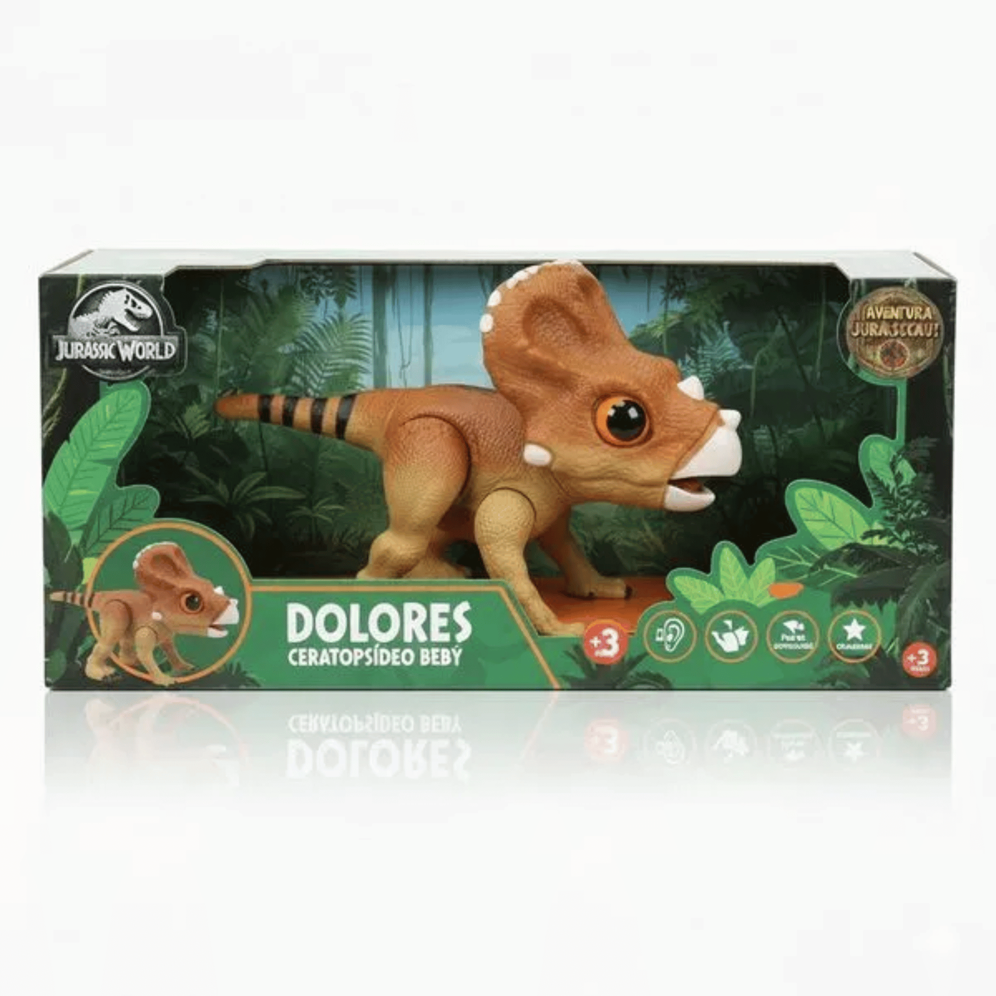 COMP Kit Dinossauros Dolores e Triceratops 30cm Jurassic World Mimo Toys