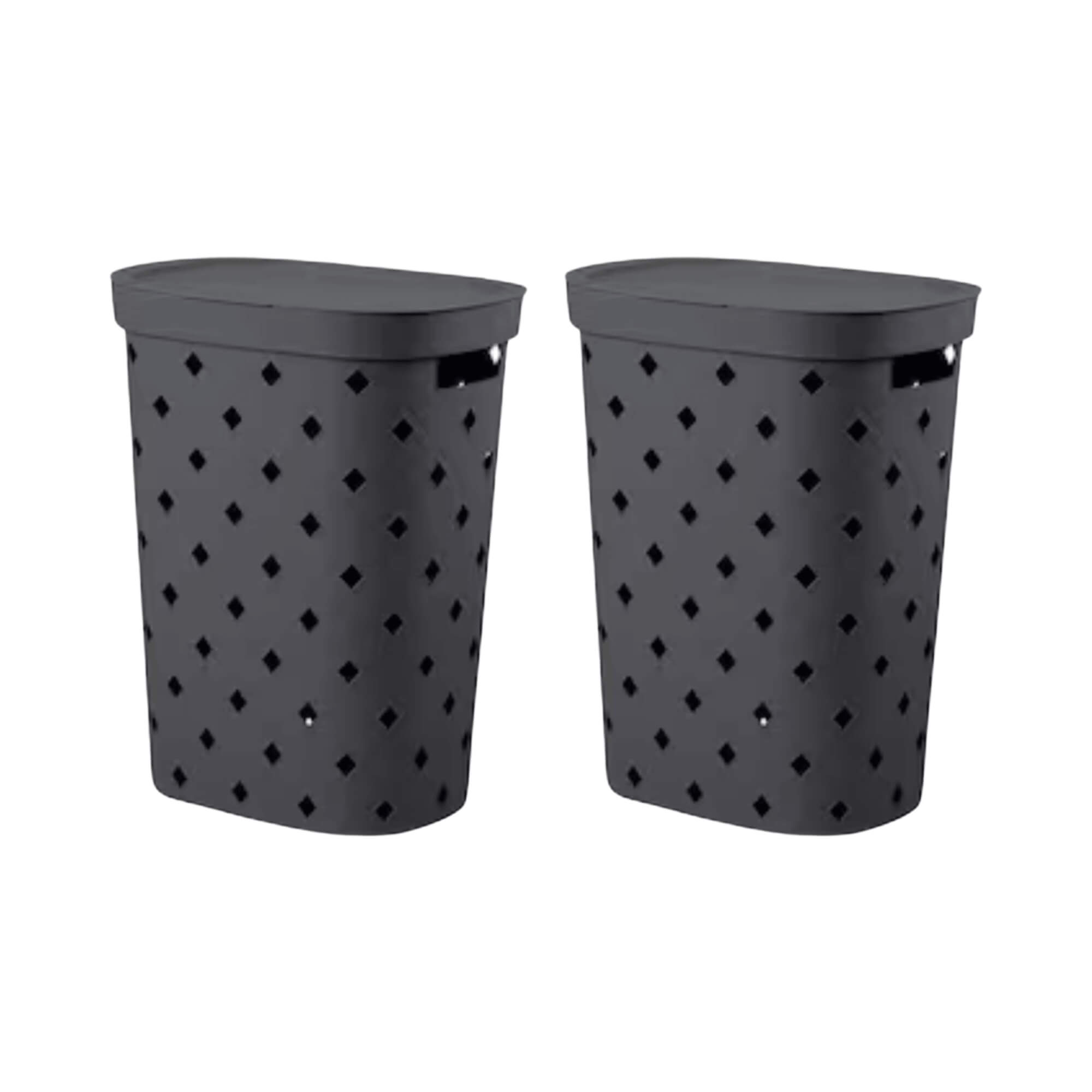 COMP Kit com 2 Cestos de Roupas com Tampa Puffer 49L