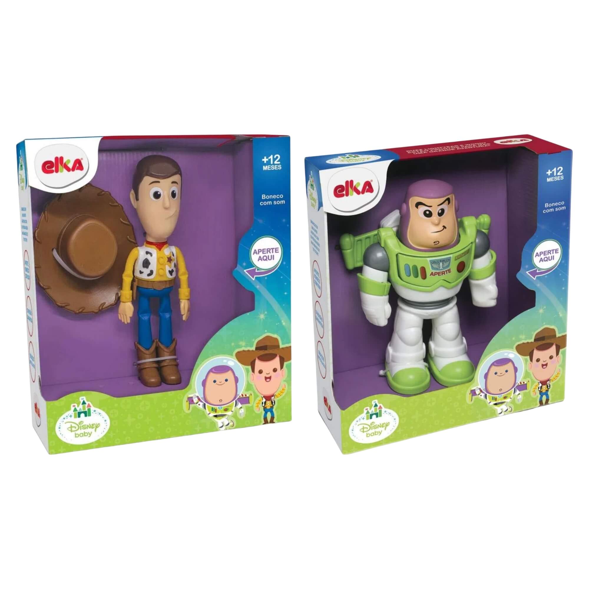 Bonecos Toy Story Disney Woody e Buzz Lightyear com Som Elka