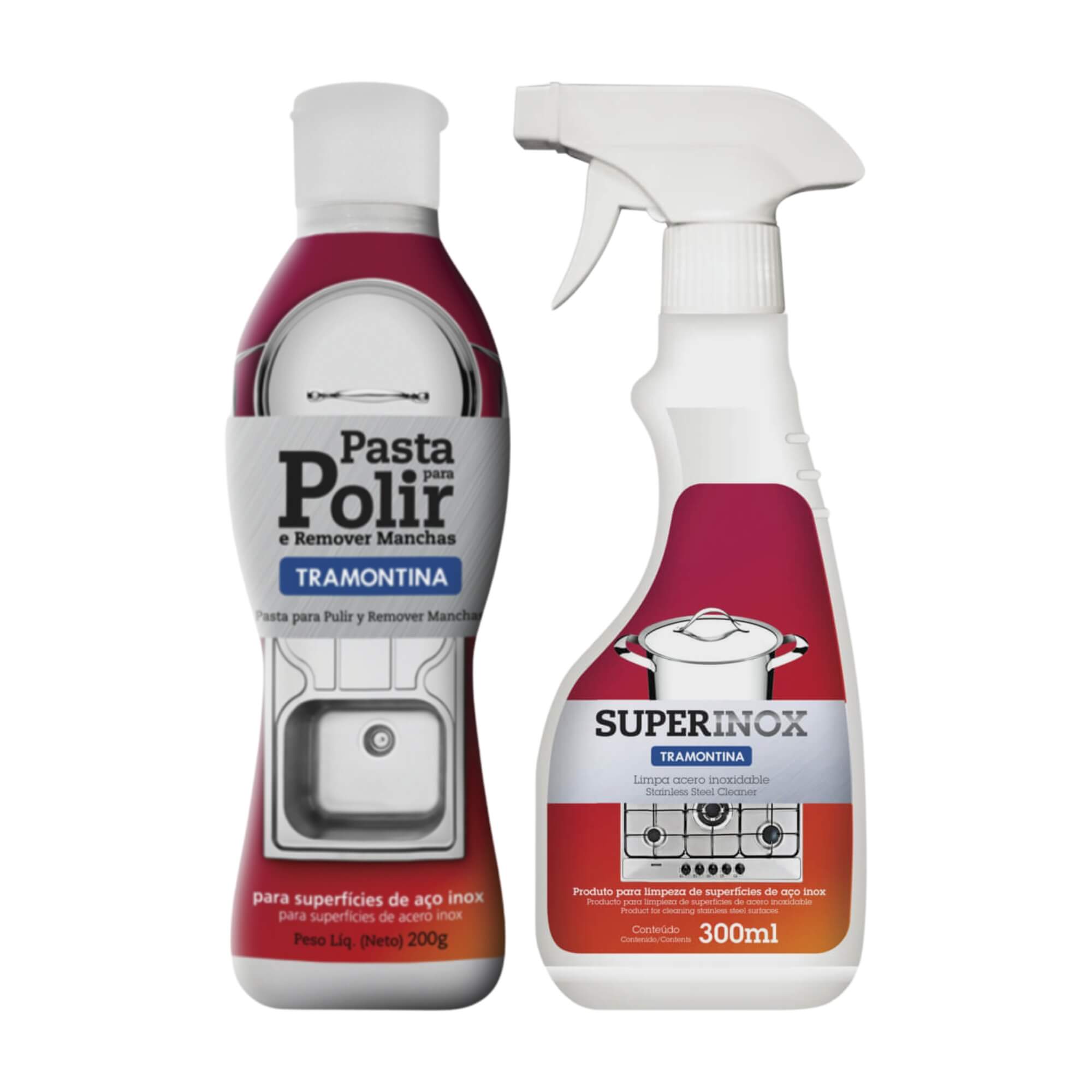 COMP Kit para Polir e Remover Manchas em Aço Inox Spray + Pasta