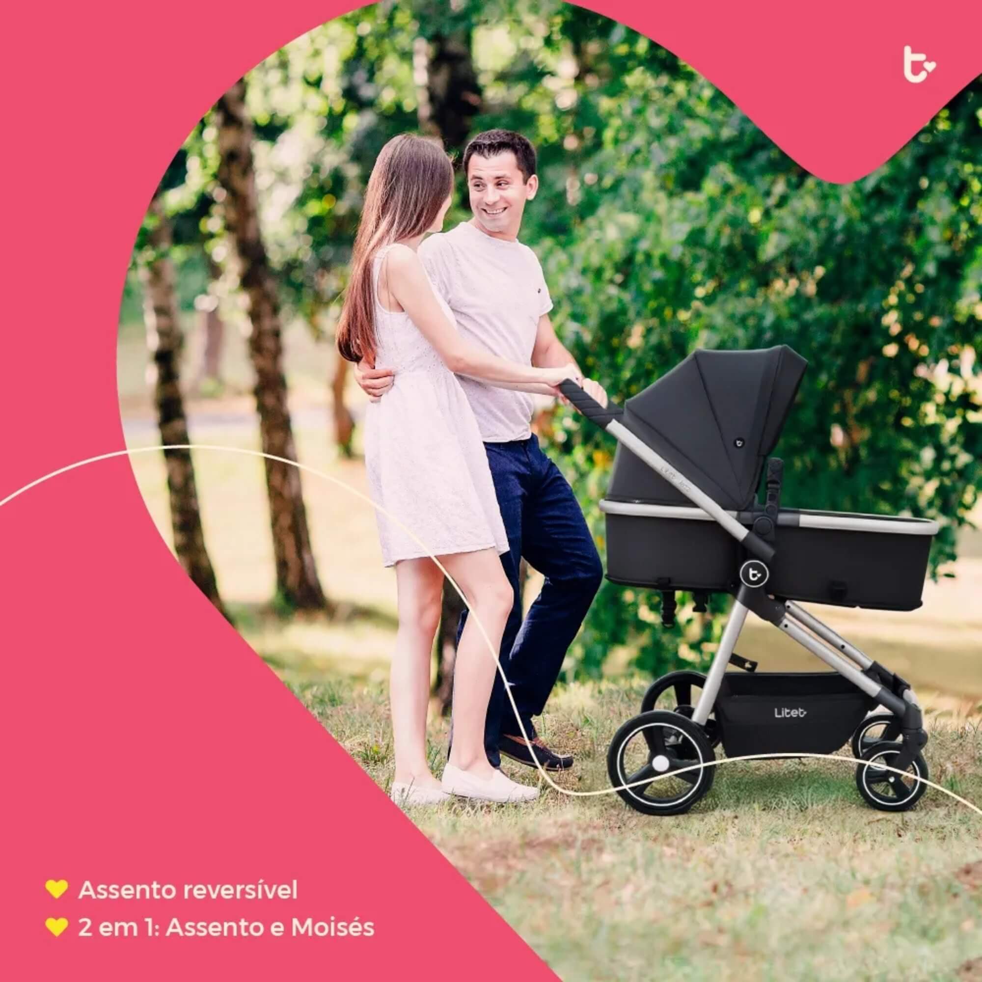 Carrinho Moisés + Bebê Conforto Travel System Jazz 0-22Kg Preto Litet - BB662