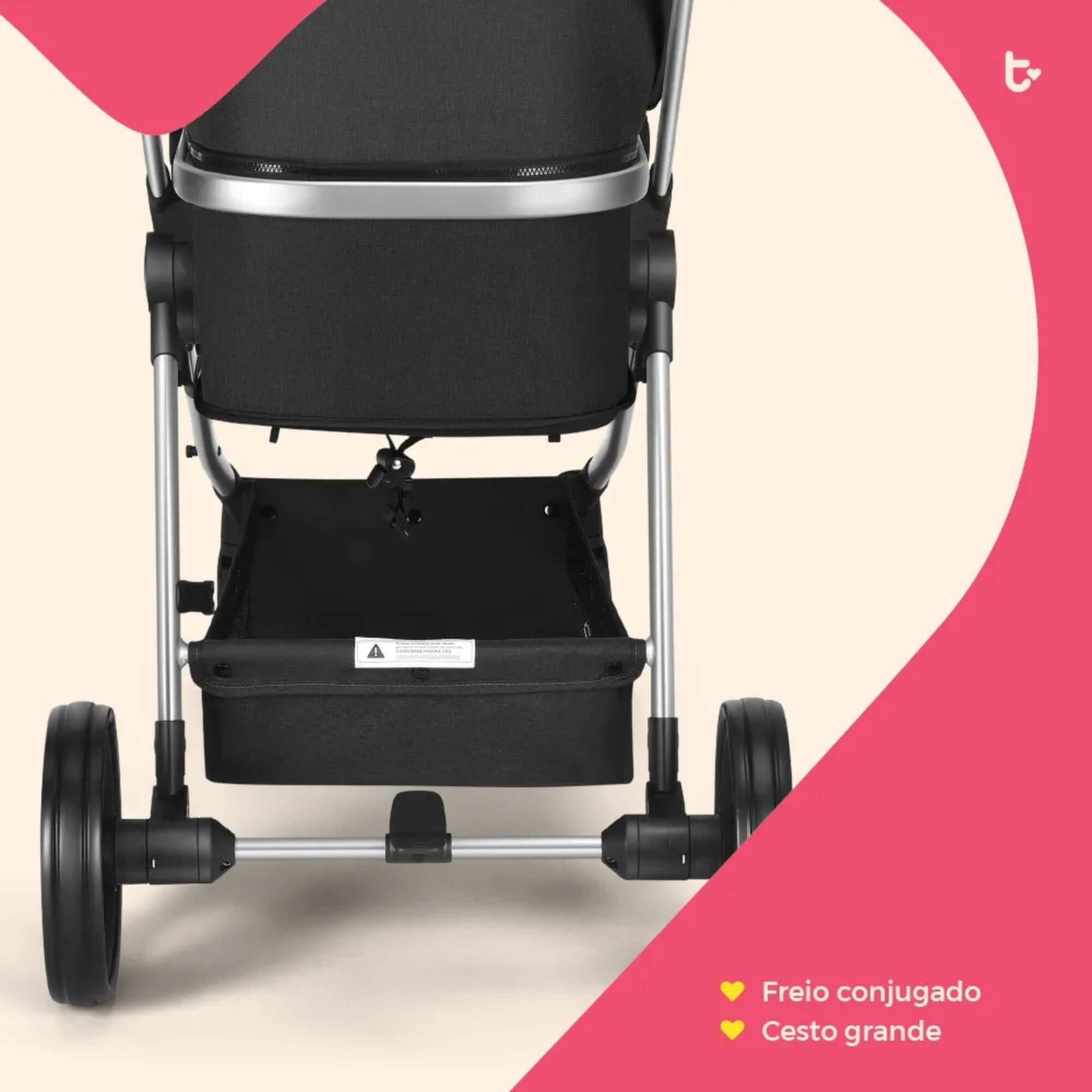 Carrinho Moisés + Bebê Conforto Travel System Jazz 0-22Kg Preto Litet - BB662