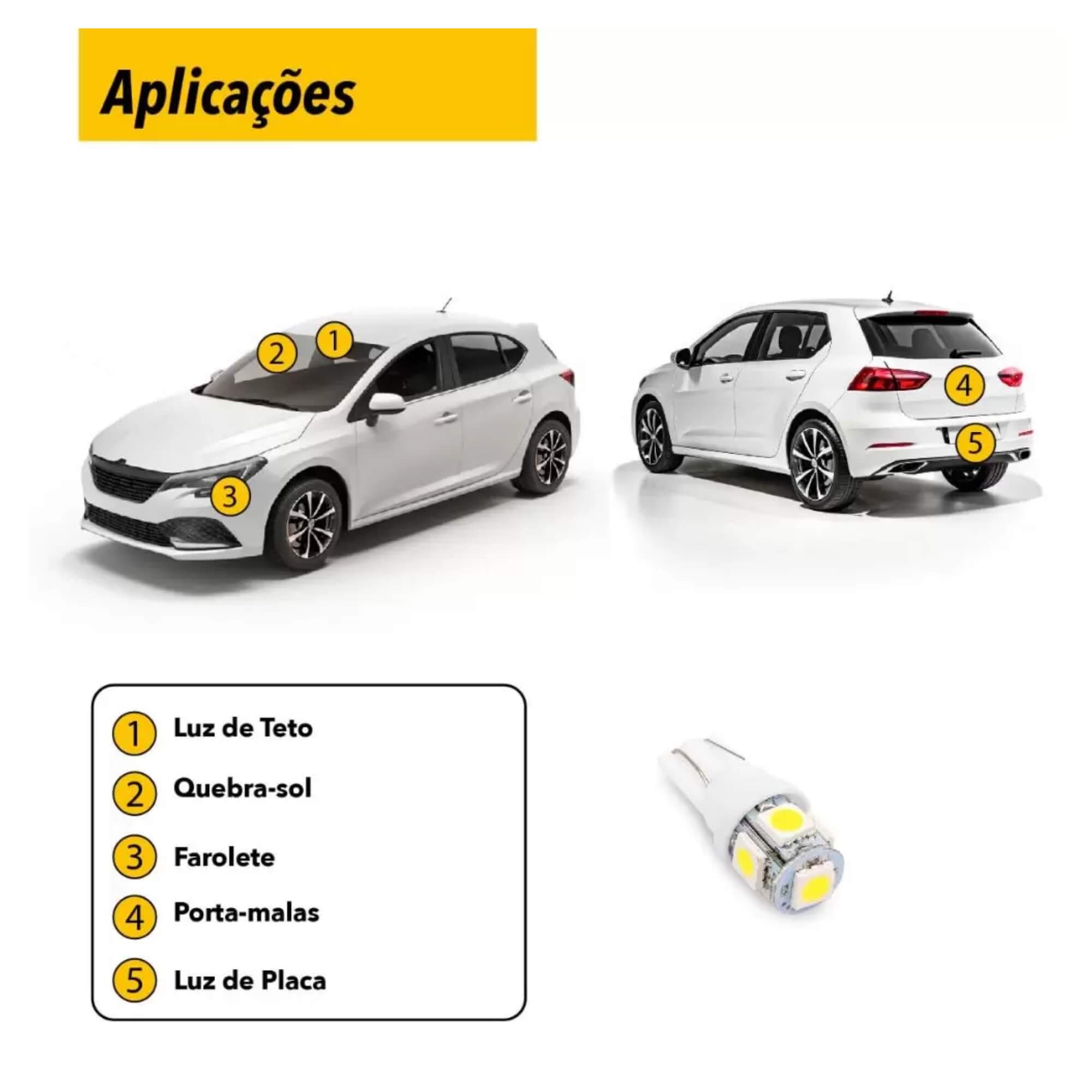 COMP kit 10 Lâmpadas Led Pingo T10-5050-9SMD 12V 6.000K Tarponn - TP-5302