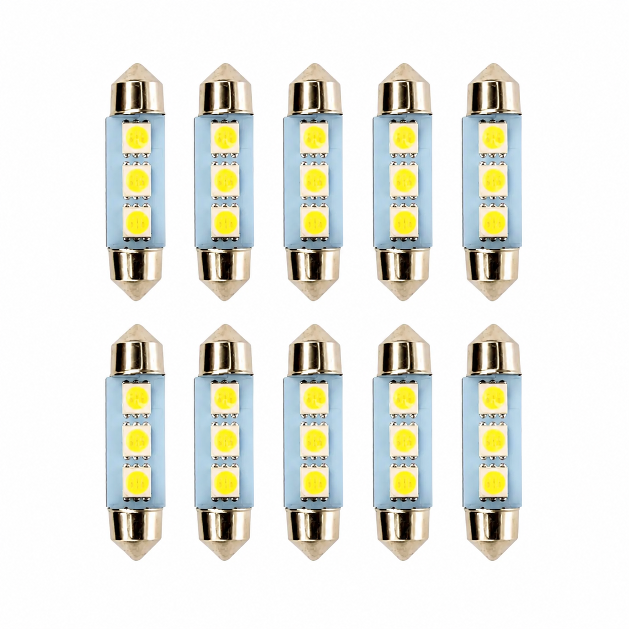 COMP Kit 10 lâmpadas LED SJ-5050-3SMD-41MM 12v 6000k  Tarponn - TP-5319