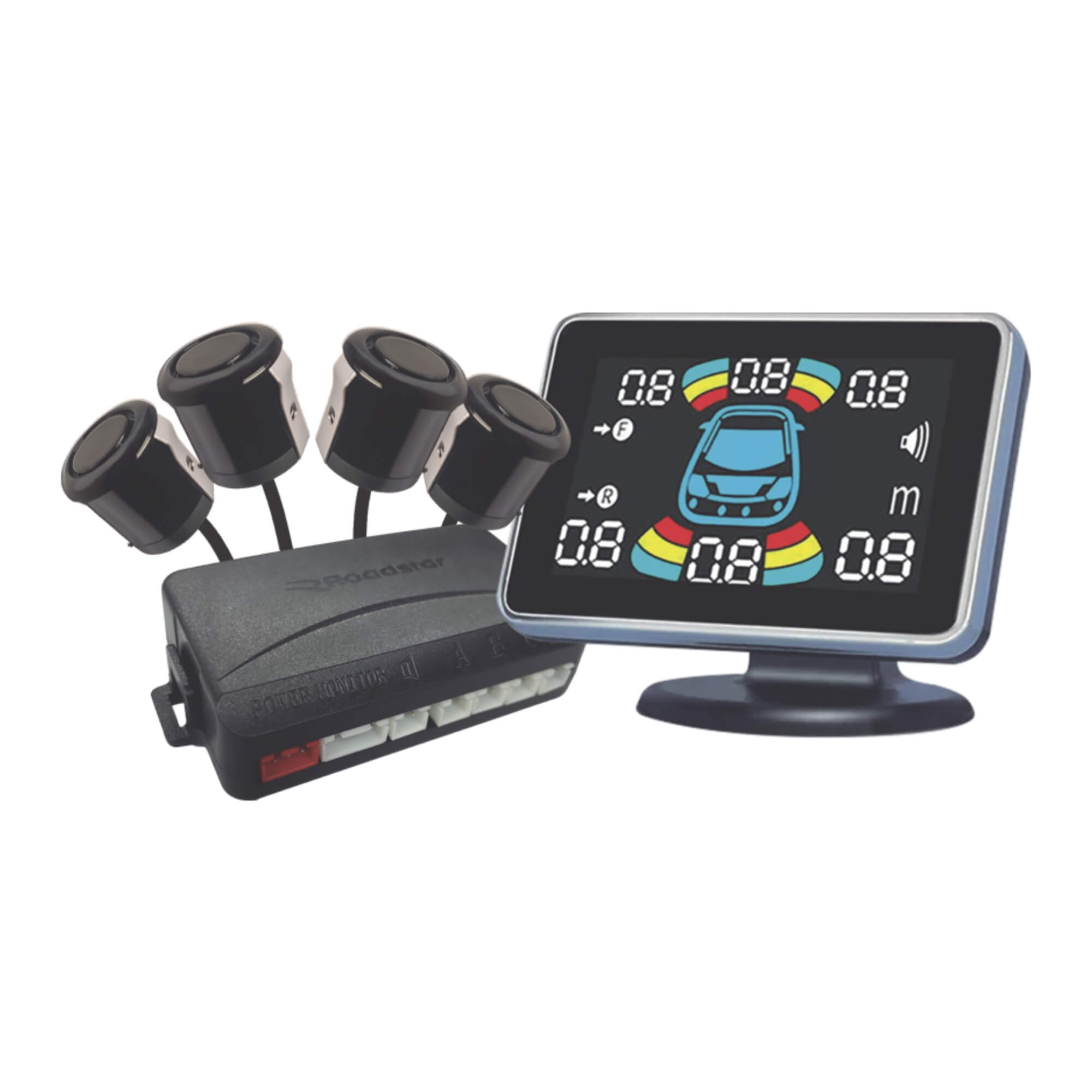 COMP Kit Câmera de Ré Borboleta 12V e Sensor de Estacionamento Pro Line Roadstar