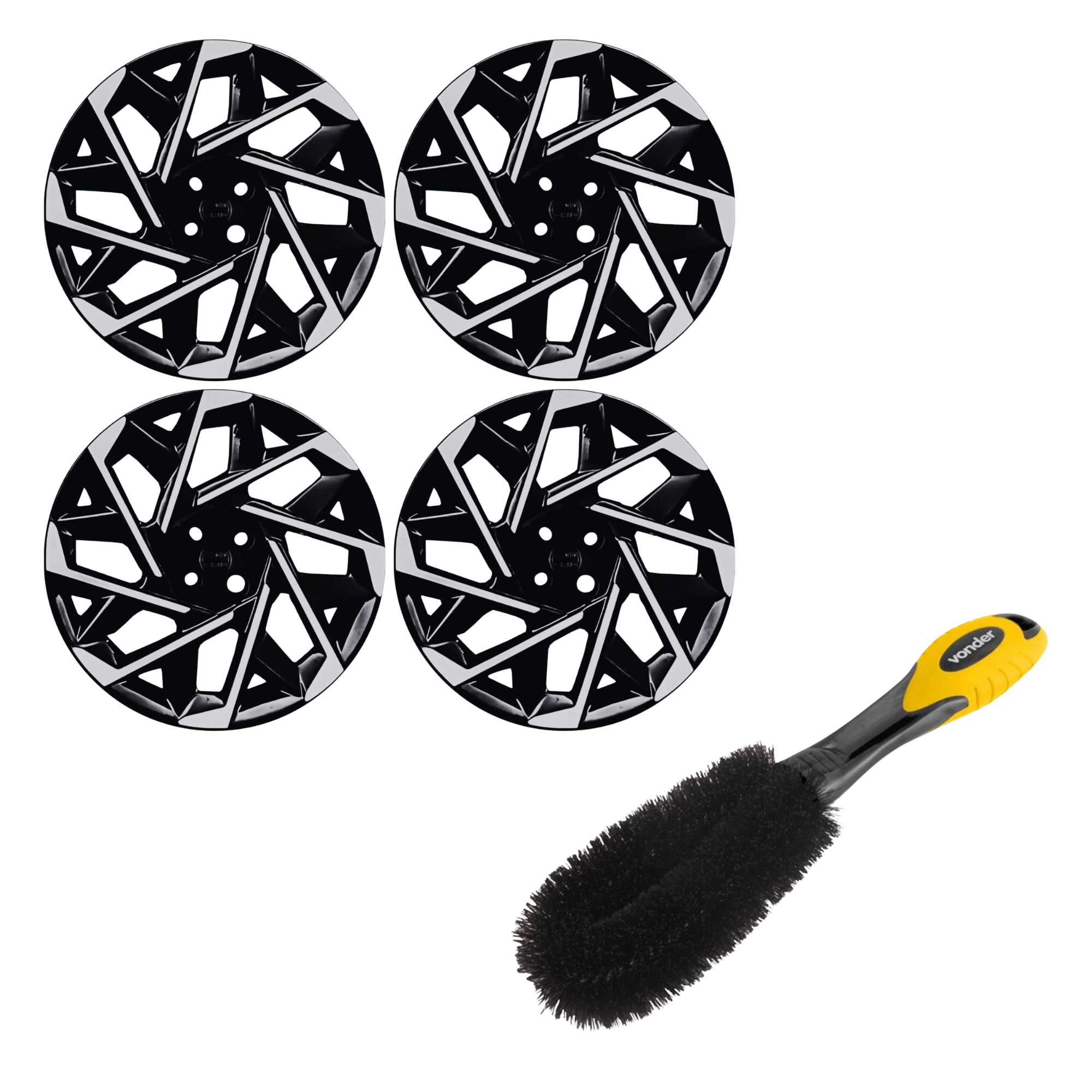 COMP Kit Calota Grid Aro 14" Modelo Sport Creta 2025 e Escova para Rodas