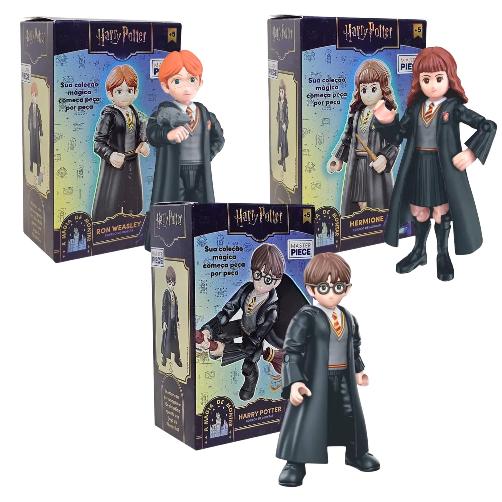 COMP Kit Bonecos Harry Potter Masterpiece para Universo Mágico - Hermione, Harry e Ron