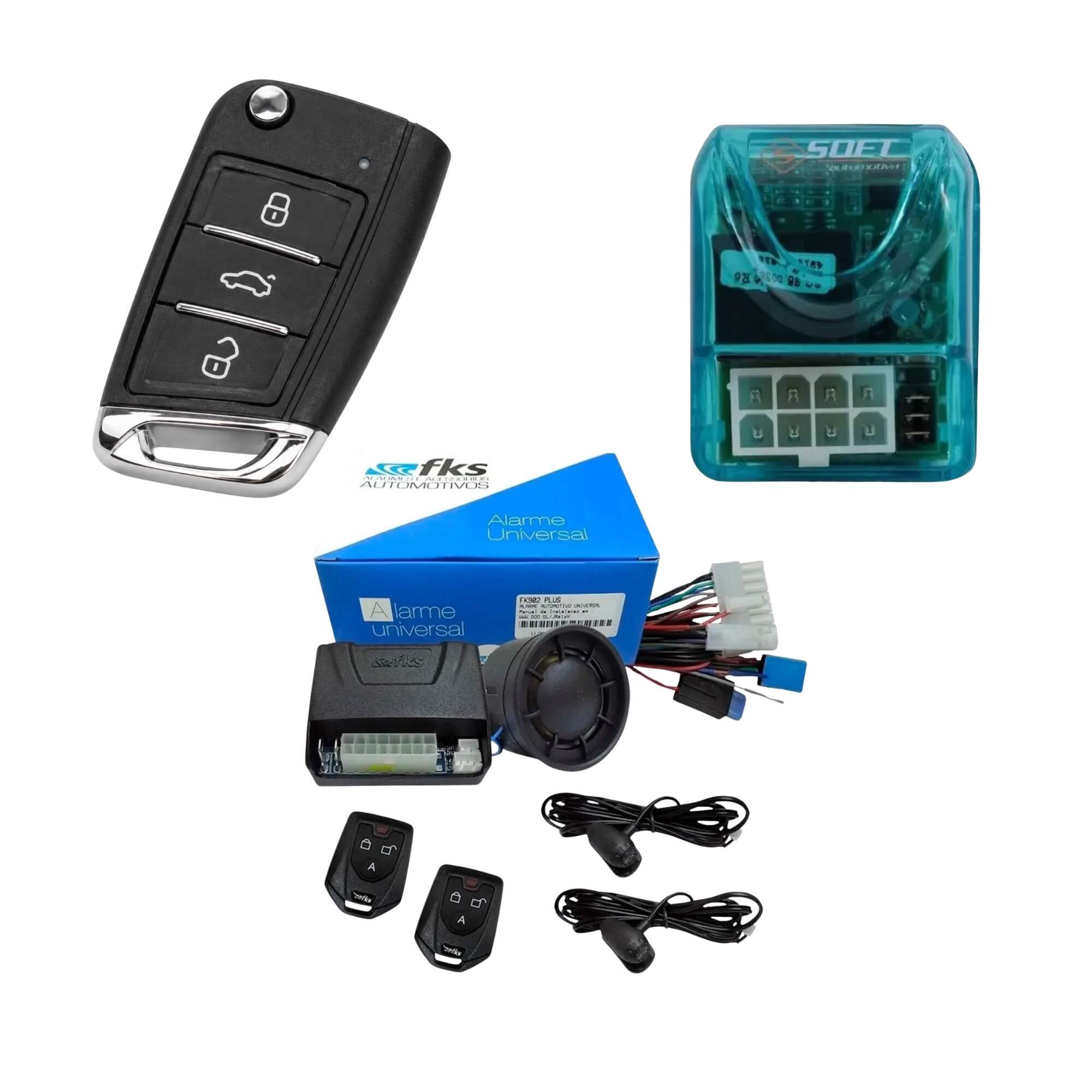 COMP Kit Trava Elétrica 12V + Alarme Automotivo  + Controle Chave Canivete Volkswagen