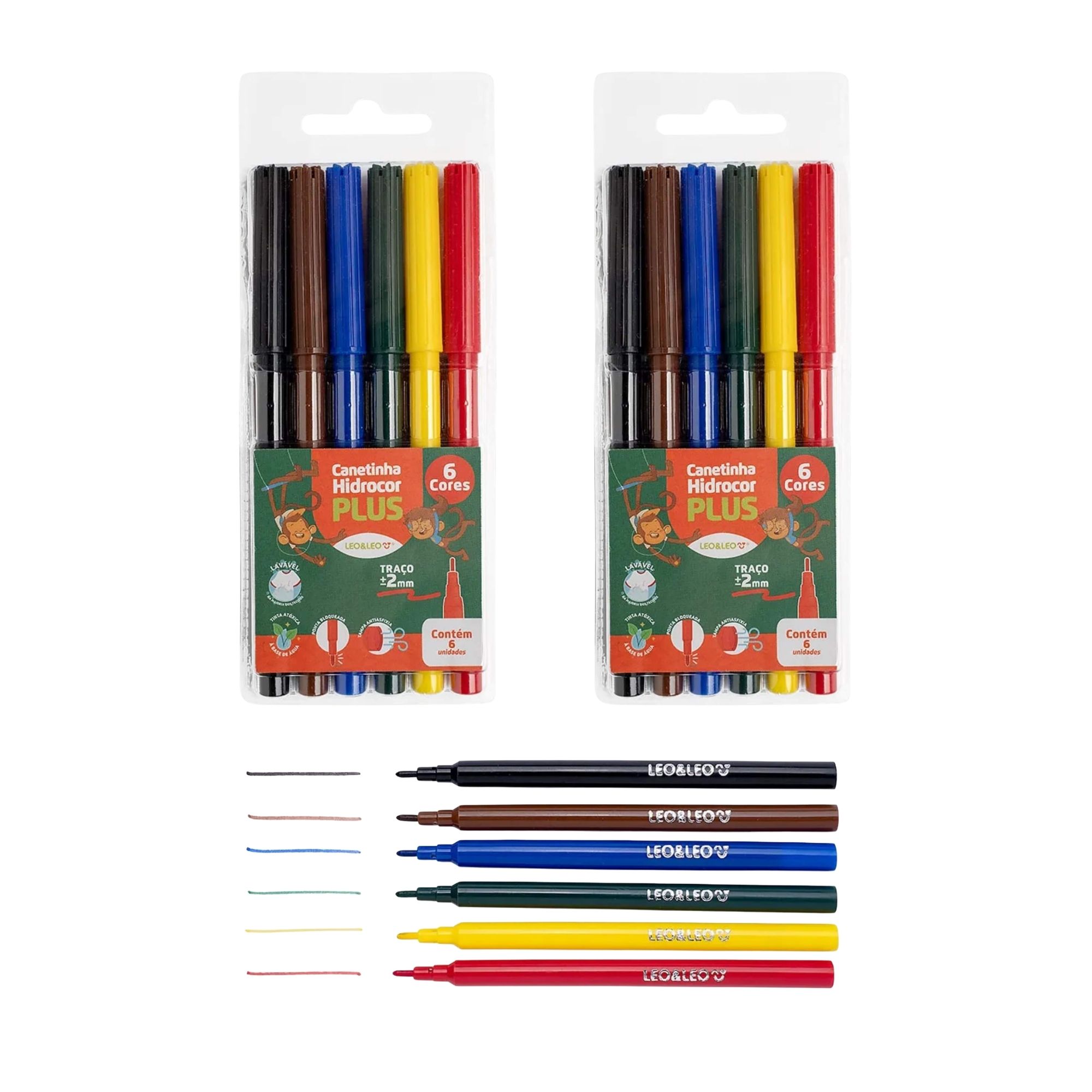 COMP Kit 2 Estojos de Canetinhas Hidrocor 06 Cores Plus Leo&Leo Leonora - 4694