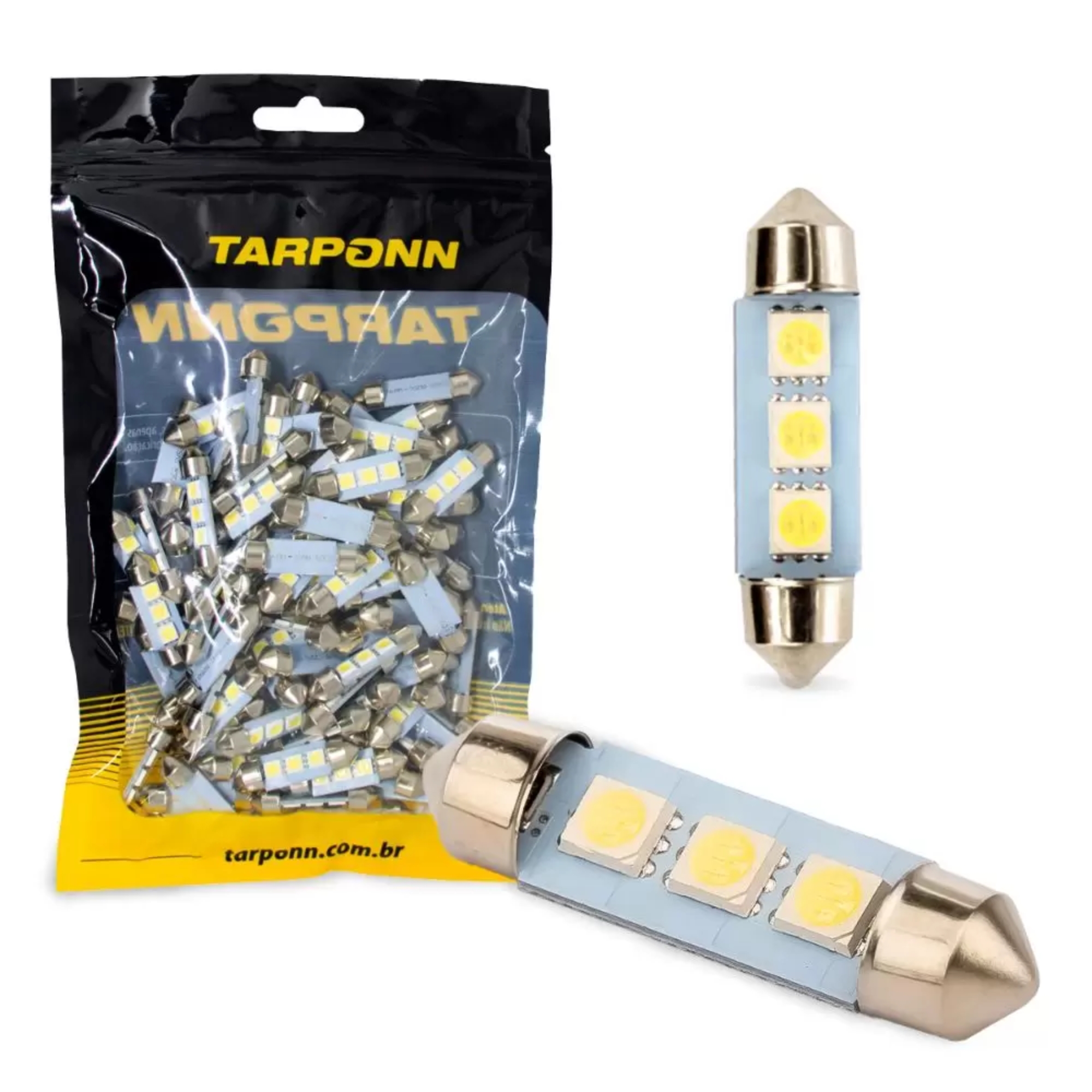 COMP Kit 10x Lâmpada LED Torpedo SJ-5050-3SMD-39MM 12V 6.000K Tarponn - TP-5318