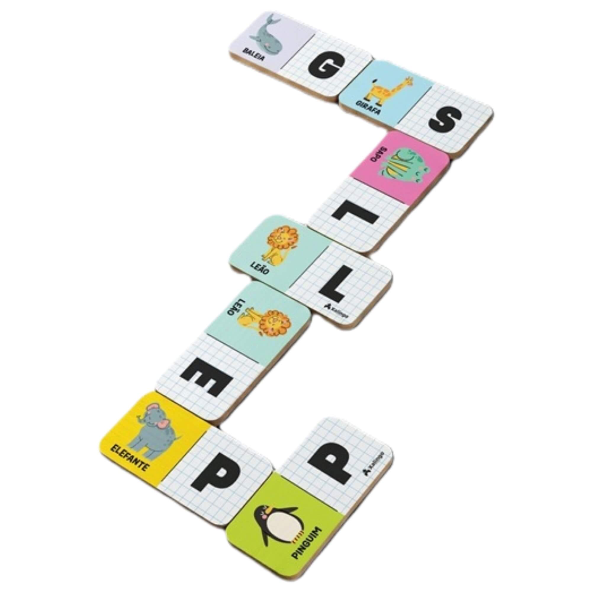 Jogo Infantil Dominó Animais com Letras 28 Peças Xalingo - 20421