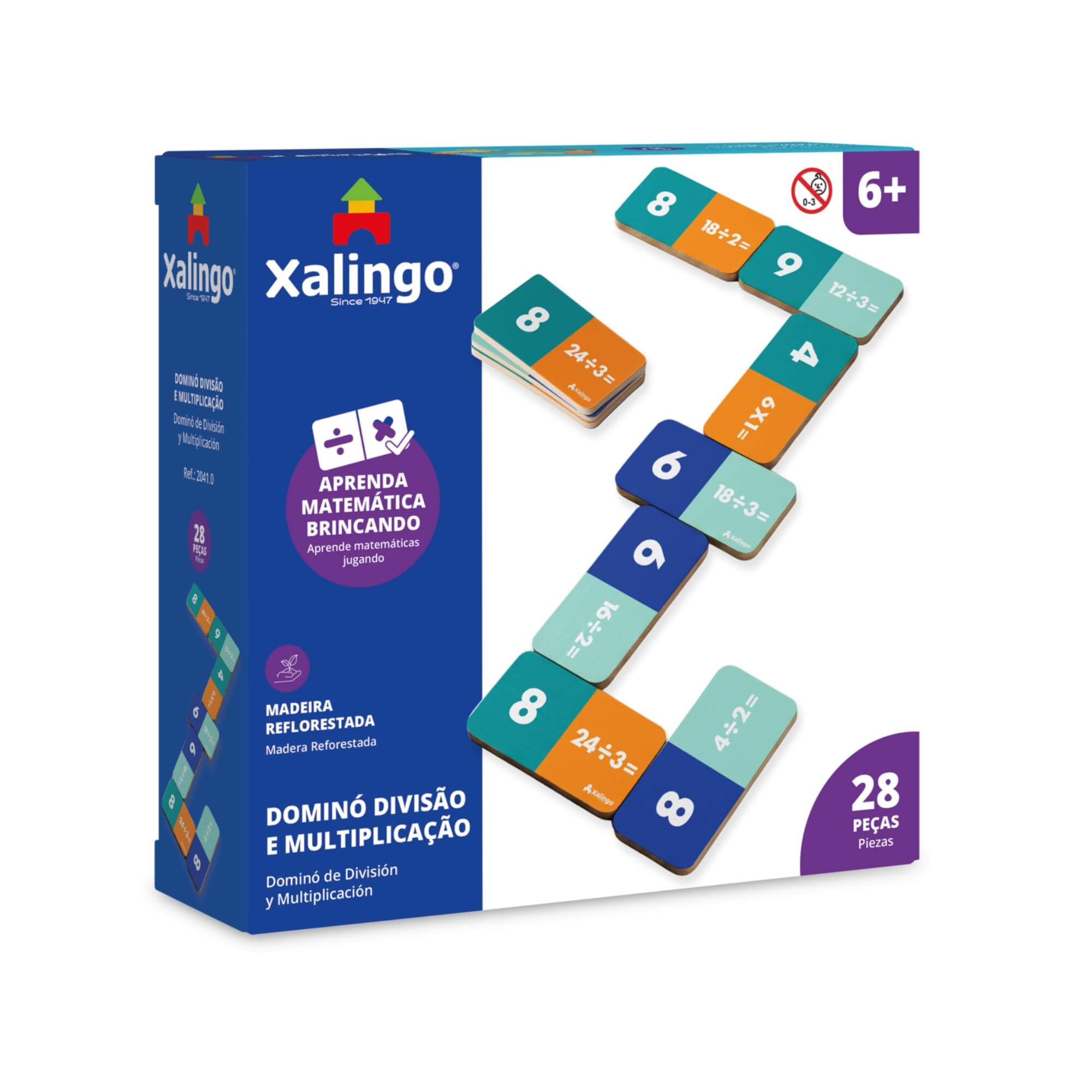 Jogo Educativo Dominó Divisão e Multiplicação c/ 28 Peças Xalingo - 20410