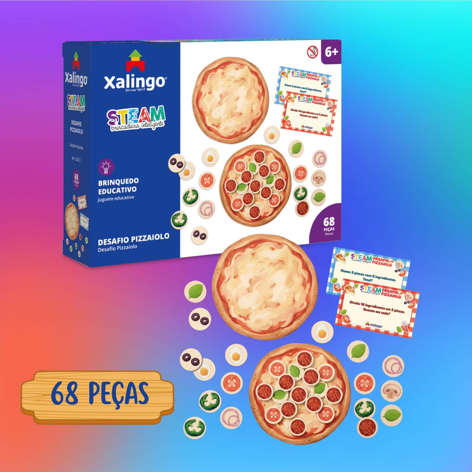 Jogo Educativo STEAM Desafio Pizzaiolo 68 Peças Xalingo - 20221
