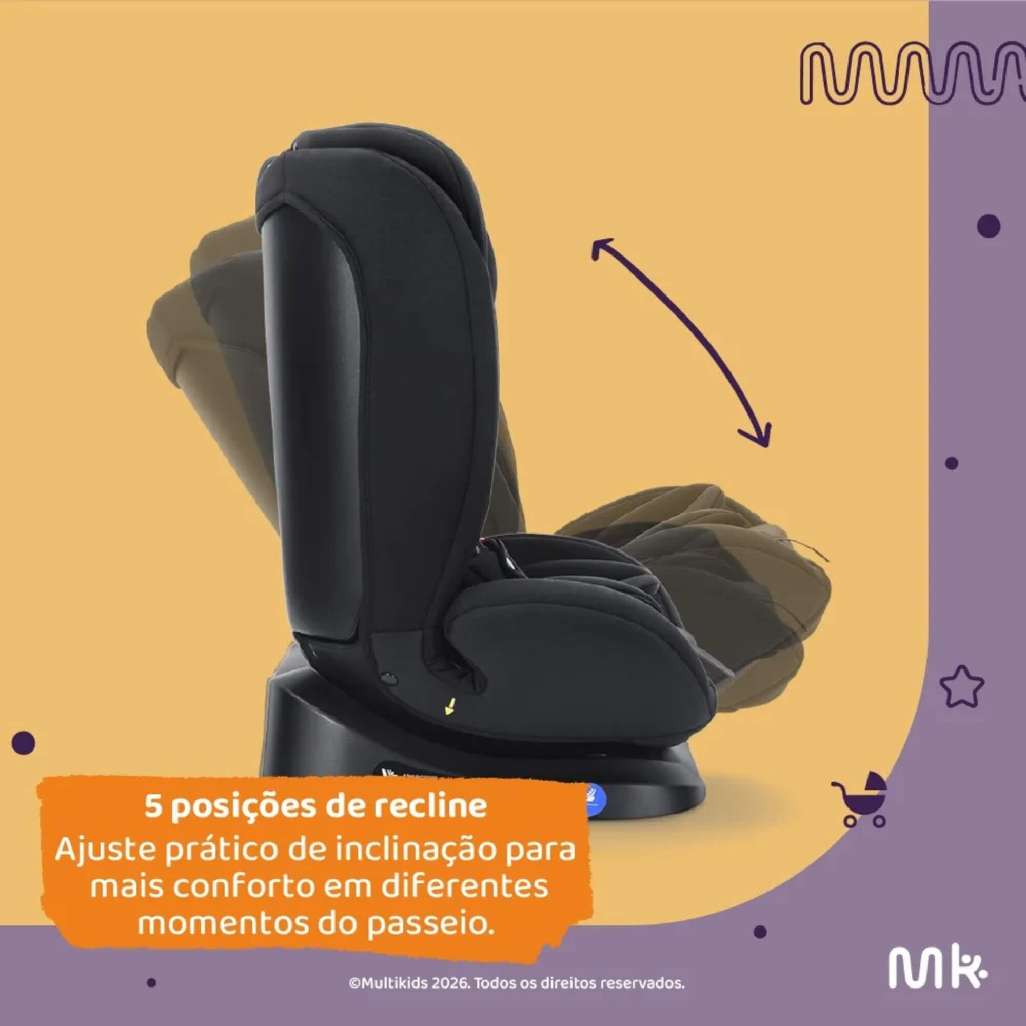 Cadeirinha Infantil para Carro Sierra 40-150cm cor Preto Multikids - BB711