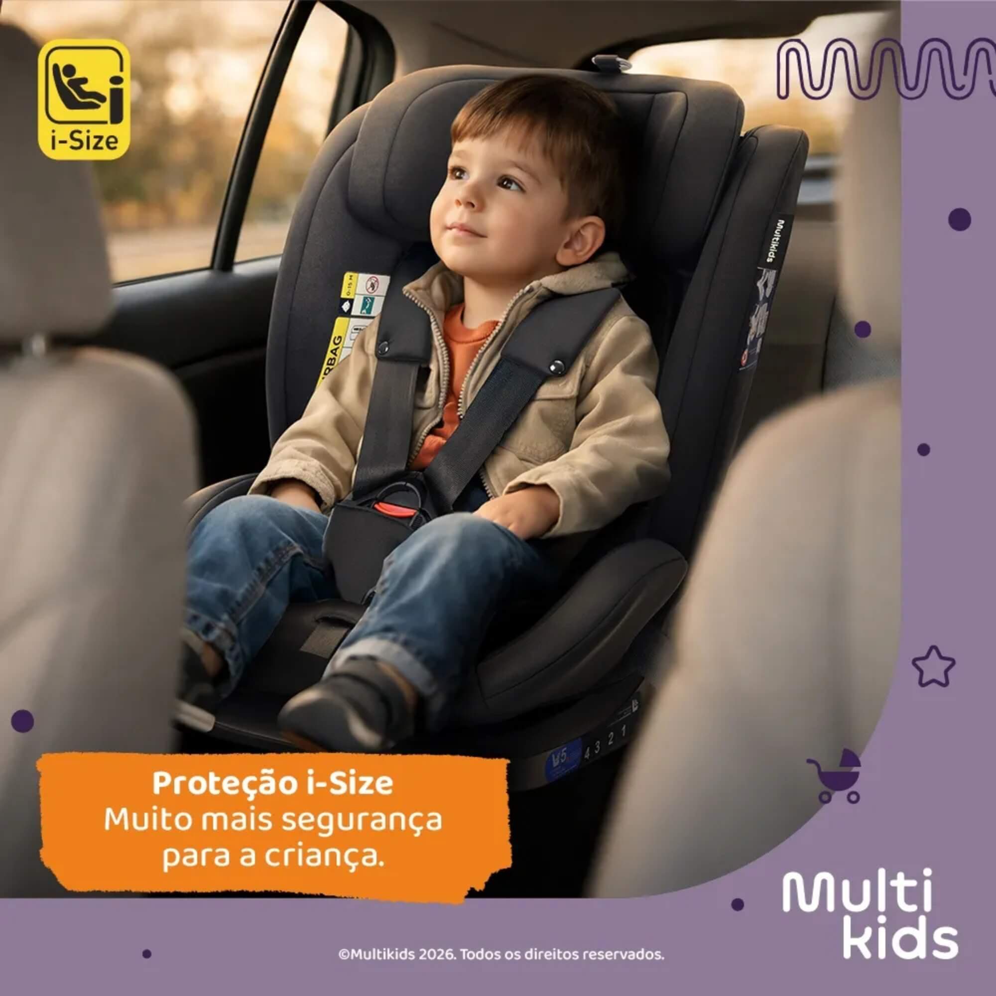 Cadeirinha Infantil para Carro Sierra 40-150cm cor Preto Multikids - BB711