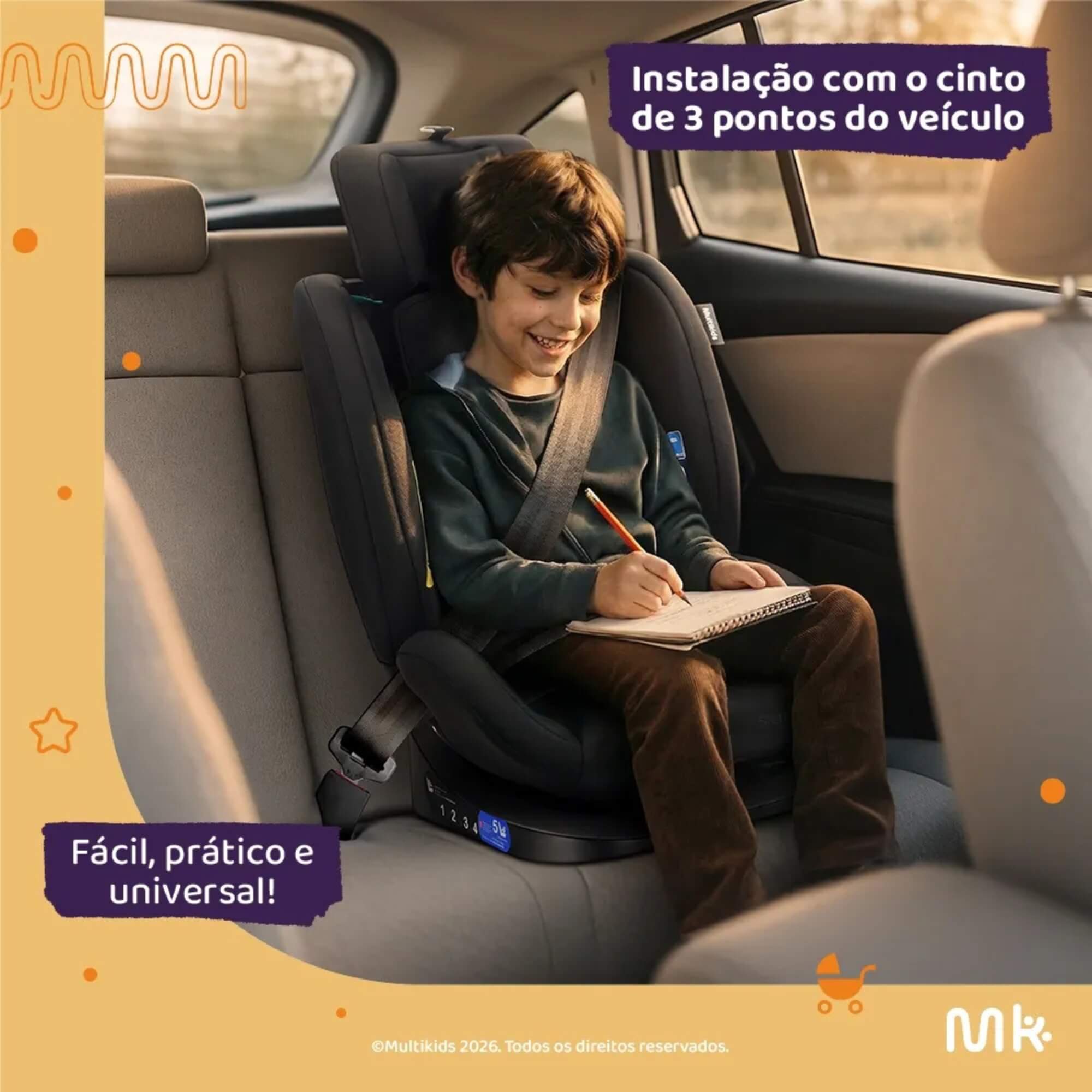 Cadeirinha Infantil para Carro Sierra 40-150cm cor Preto Multikids - BB711