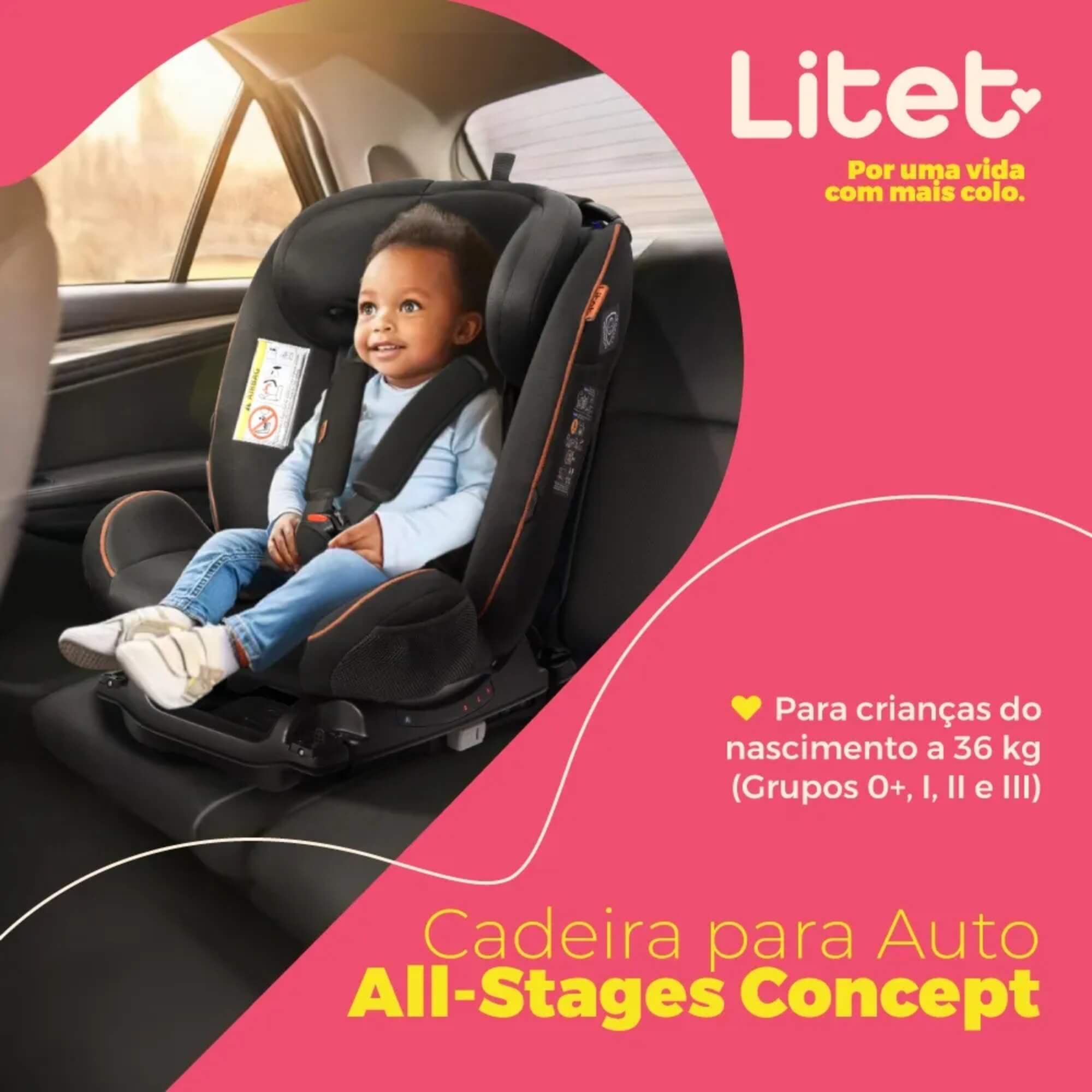Cadeirinha Infantil para carro 0-36 kg Isofix All Stages Concept Preta Litet - BB485