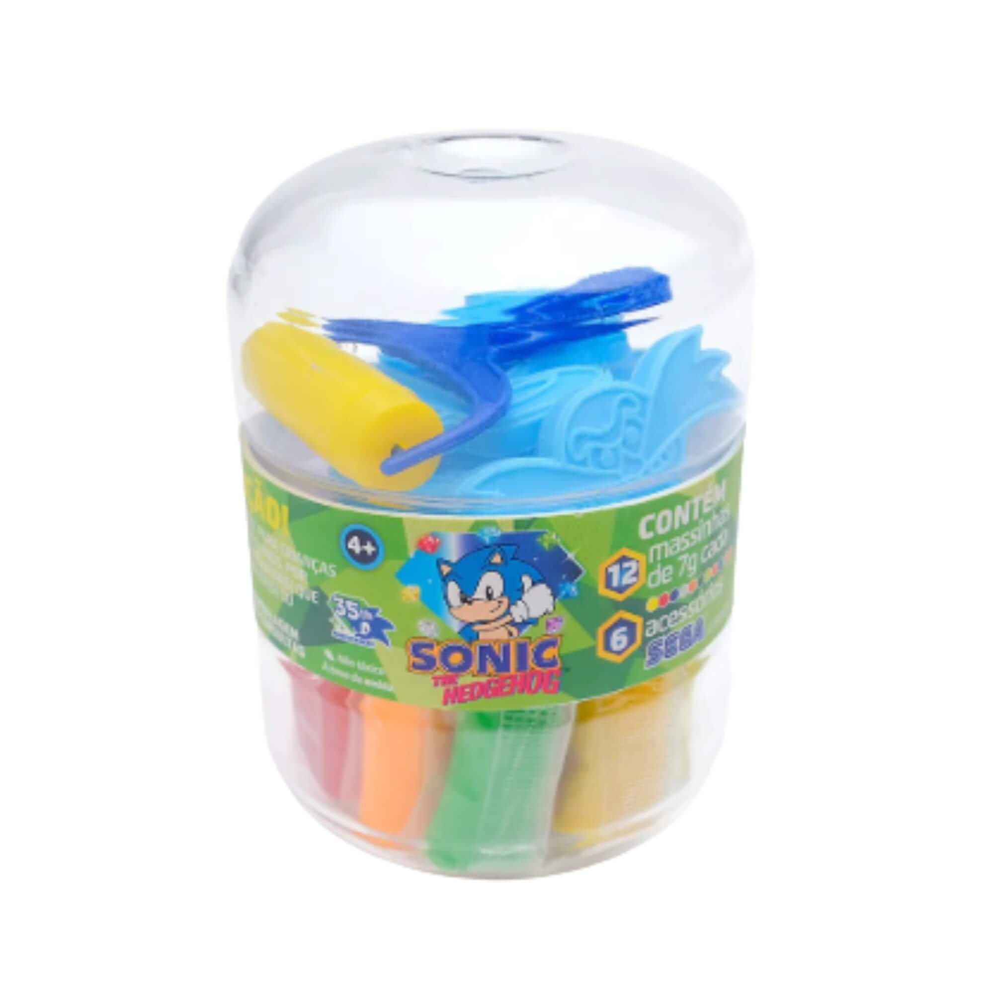 Massinha de Modelar Sonic 10 Cores 6 Moldes Display 6 Potes - Leonora 10646
