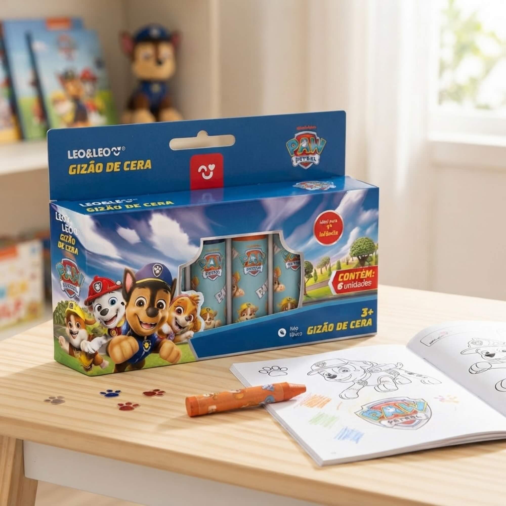 Gizão de Cera Patrulha Canina 6 Cores Pacote 6 - Leonora 10718