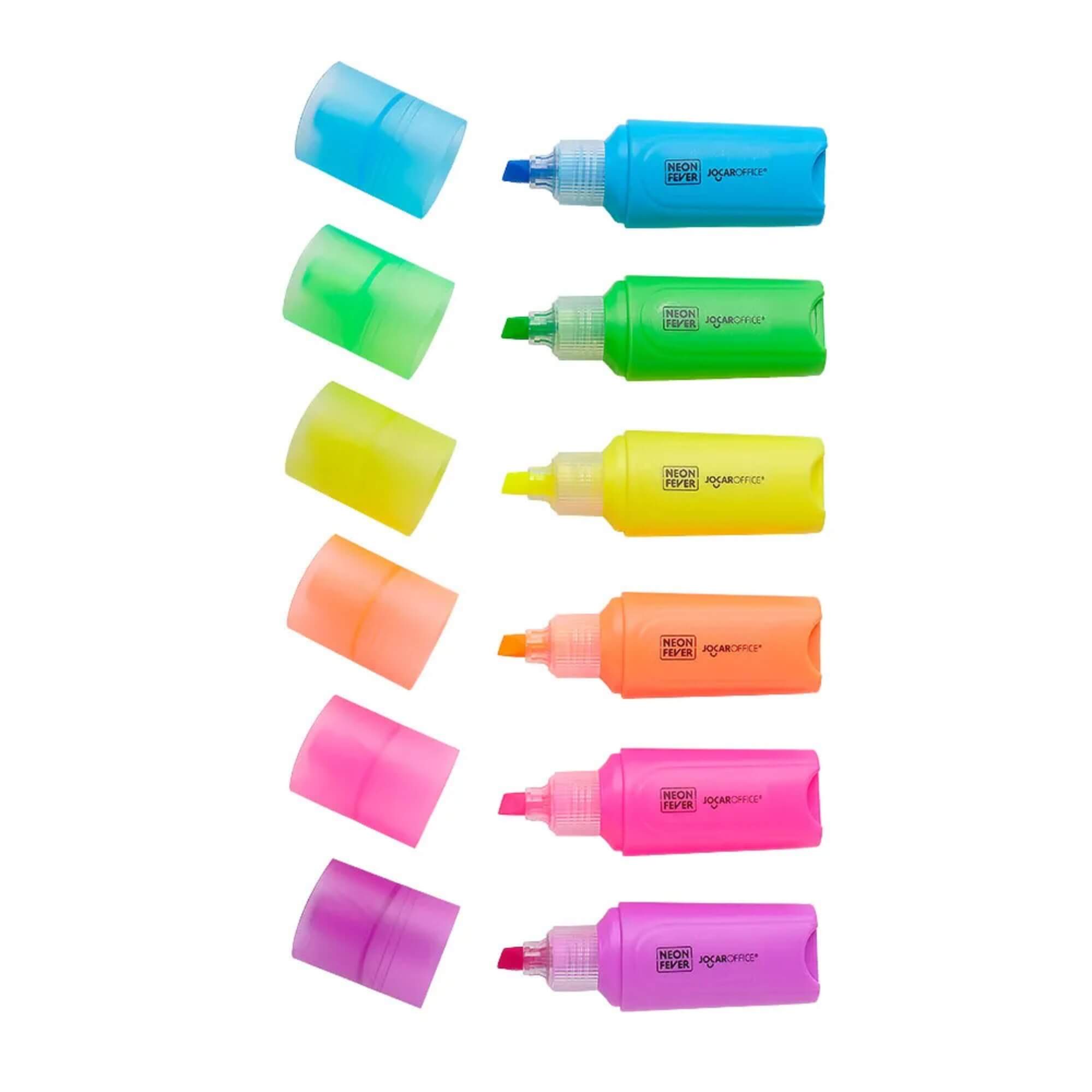 Marca Texto Mini Neon Fever Sortido Pote c/ 30 unidades Jocar Office Leonora - 10730