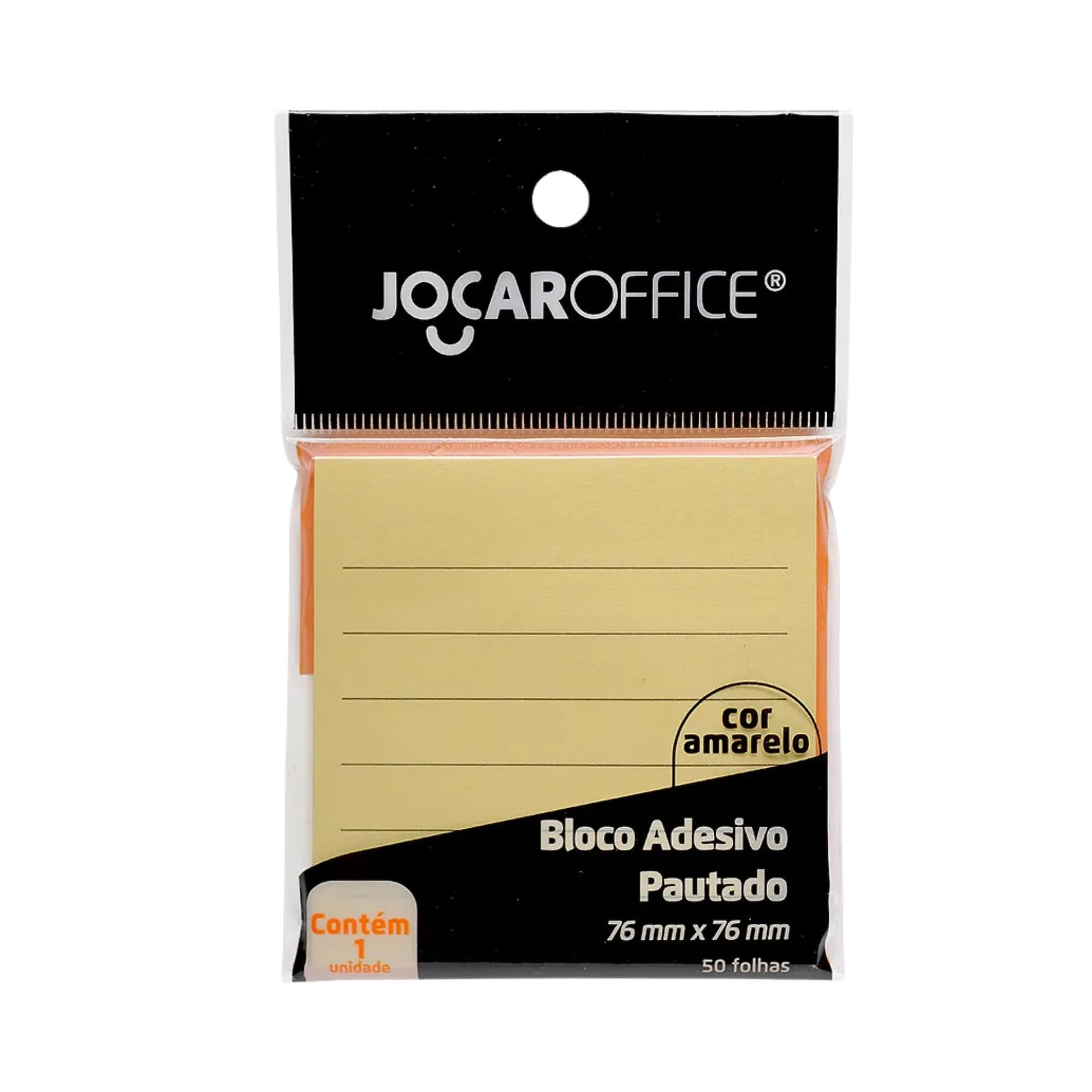 Bloco Adesivo Amarelo Pastel 76x76mm Pautado 50 Folhas Jocar Office Leonora - 10731