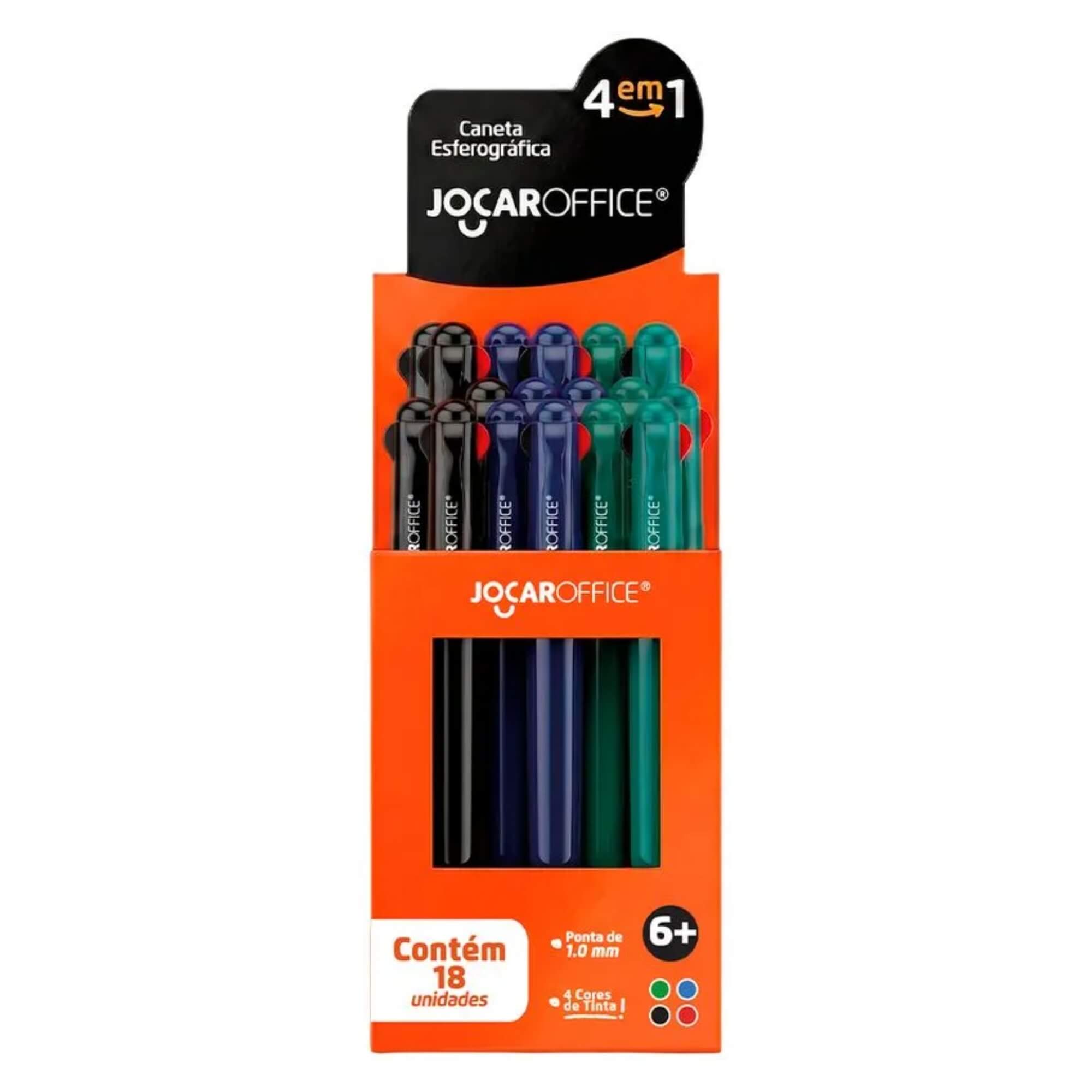 Caneta Esferográfica 4 em 1 Display com 18 Unidades - Leonora 10751