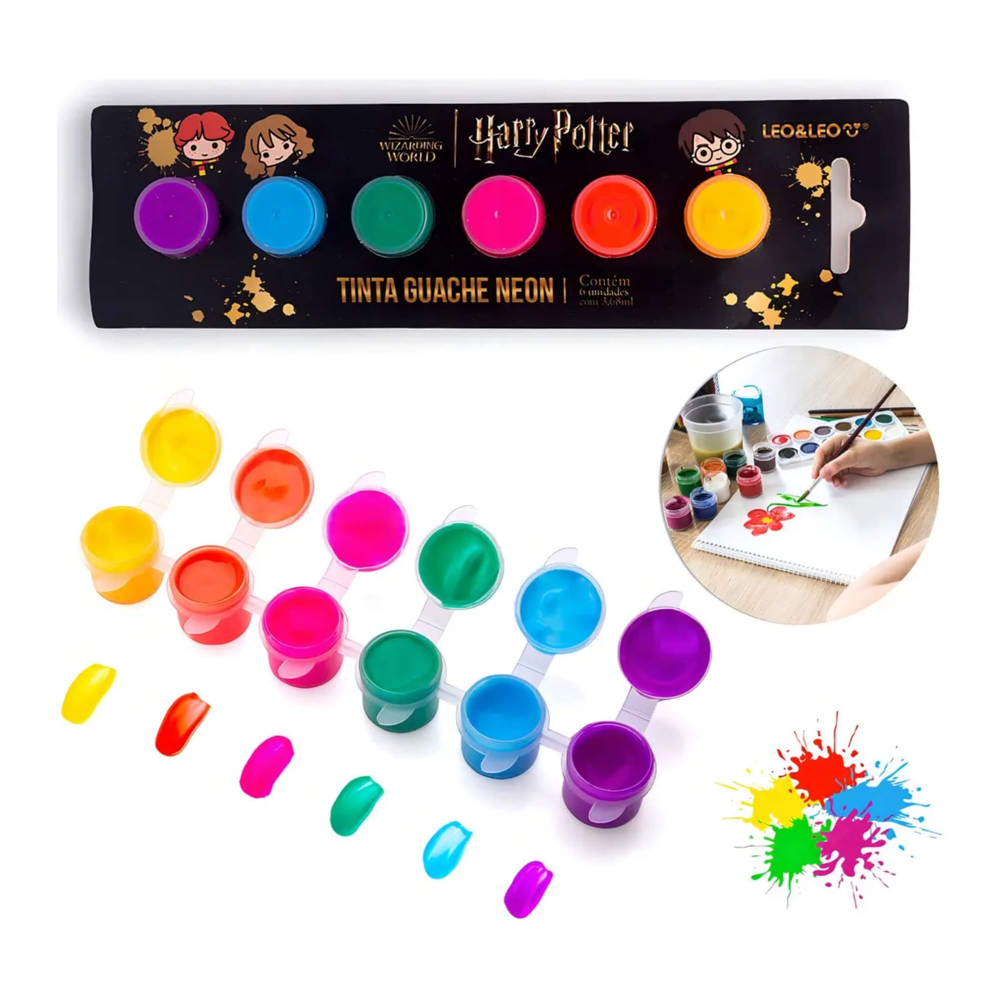 Tinta Guache Harry Potter 6 Cores 3,68ml - Leonora 10758