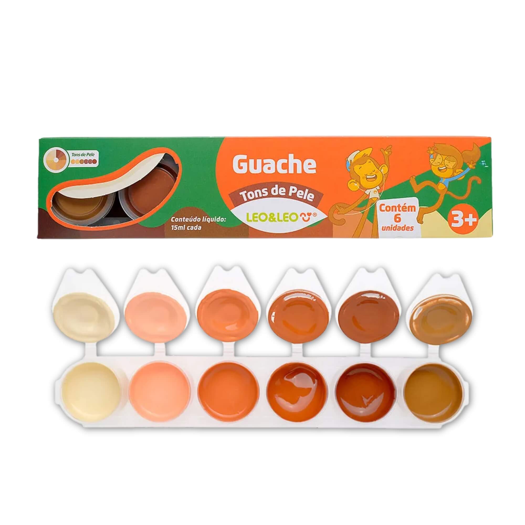 Guache Tons de Pele 6 Cores 15ml Caixa Leo&Leo Leonora - 10760