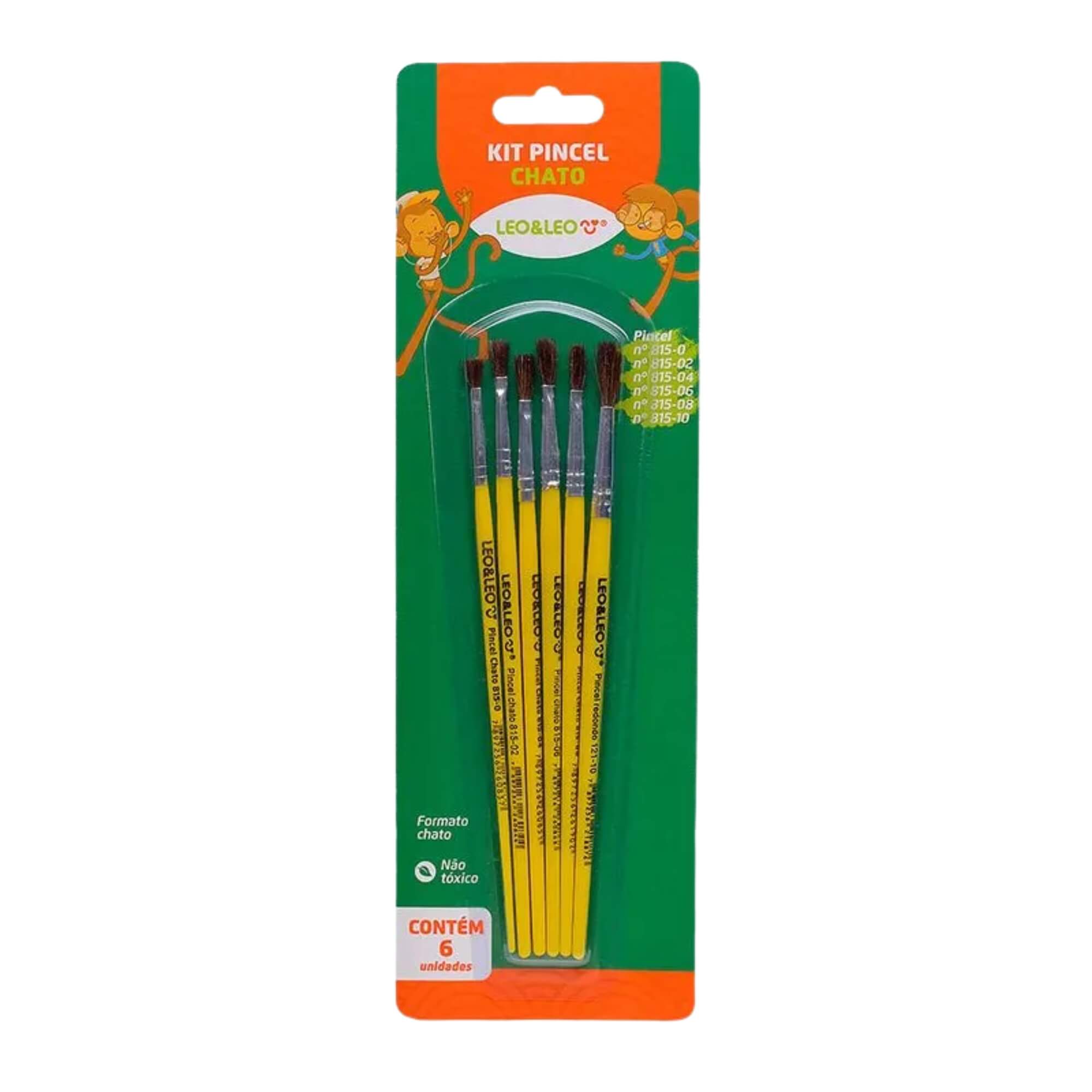 Kit Pincel Escolar Chato com 6 Tamanhos para Pintura - Leonora 10767