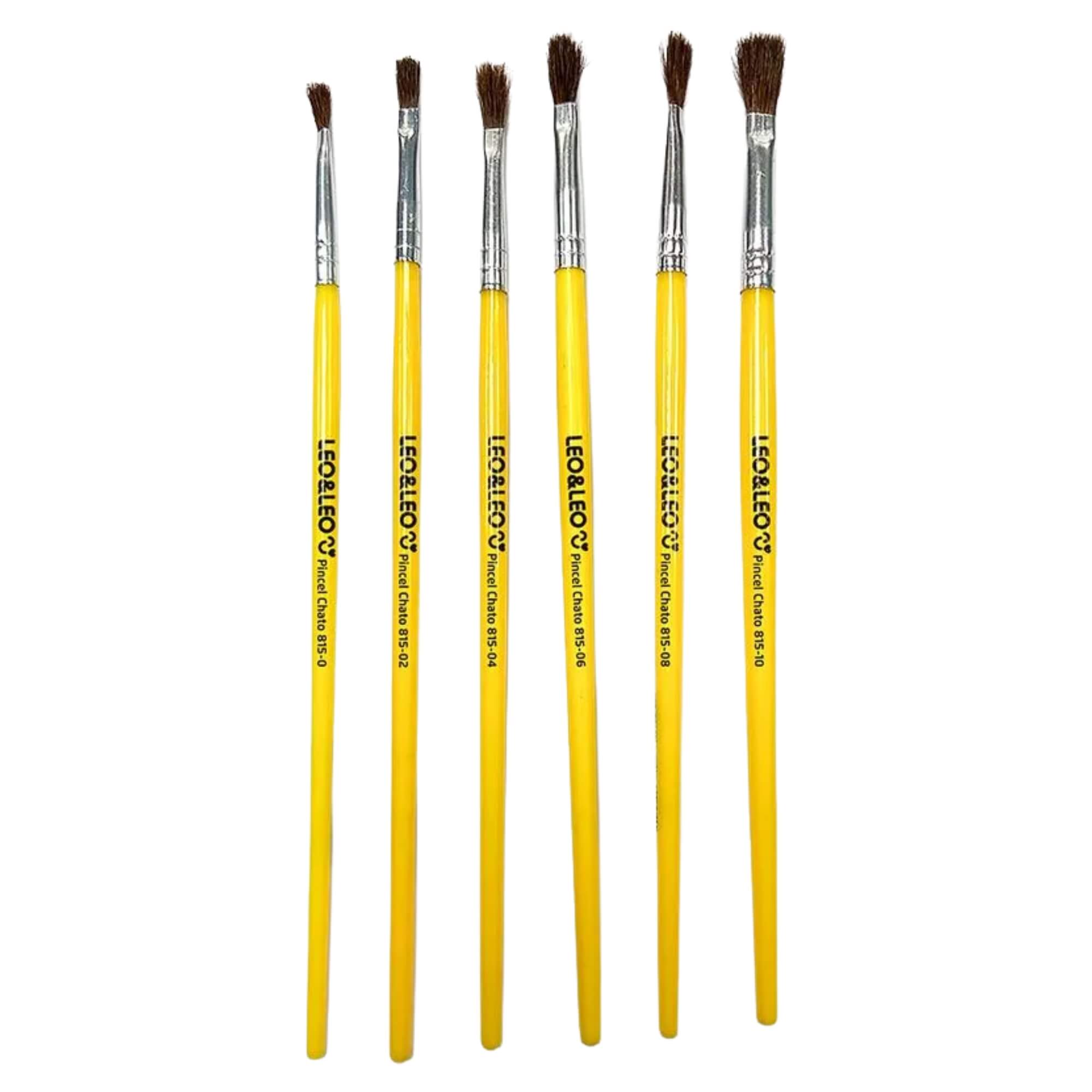 Kit Pincel Escolar Chato com 6 Tamanhos para Pintura - Leonora 10767