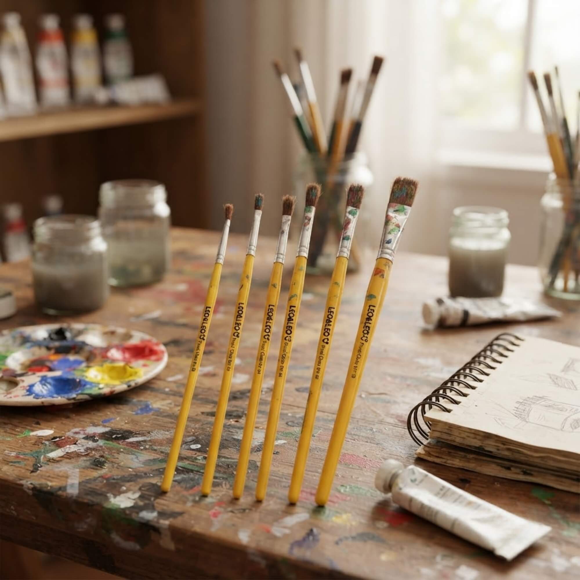 Kit Pincel Escolar Chato com 6 Tamanhos para Pintura - Leonora 10767