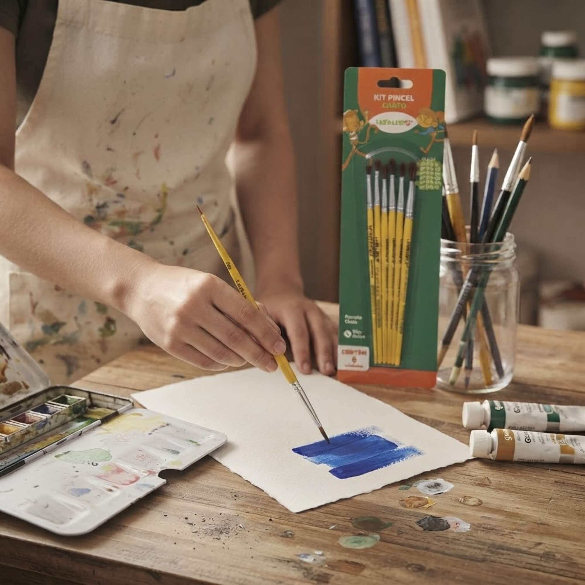 Kit Pincel Escolar Chato com 6 Tamanhos para Pintura - Leonora 10767