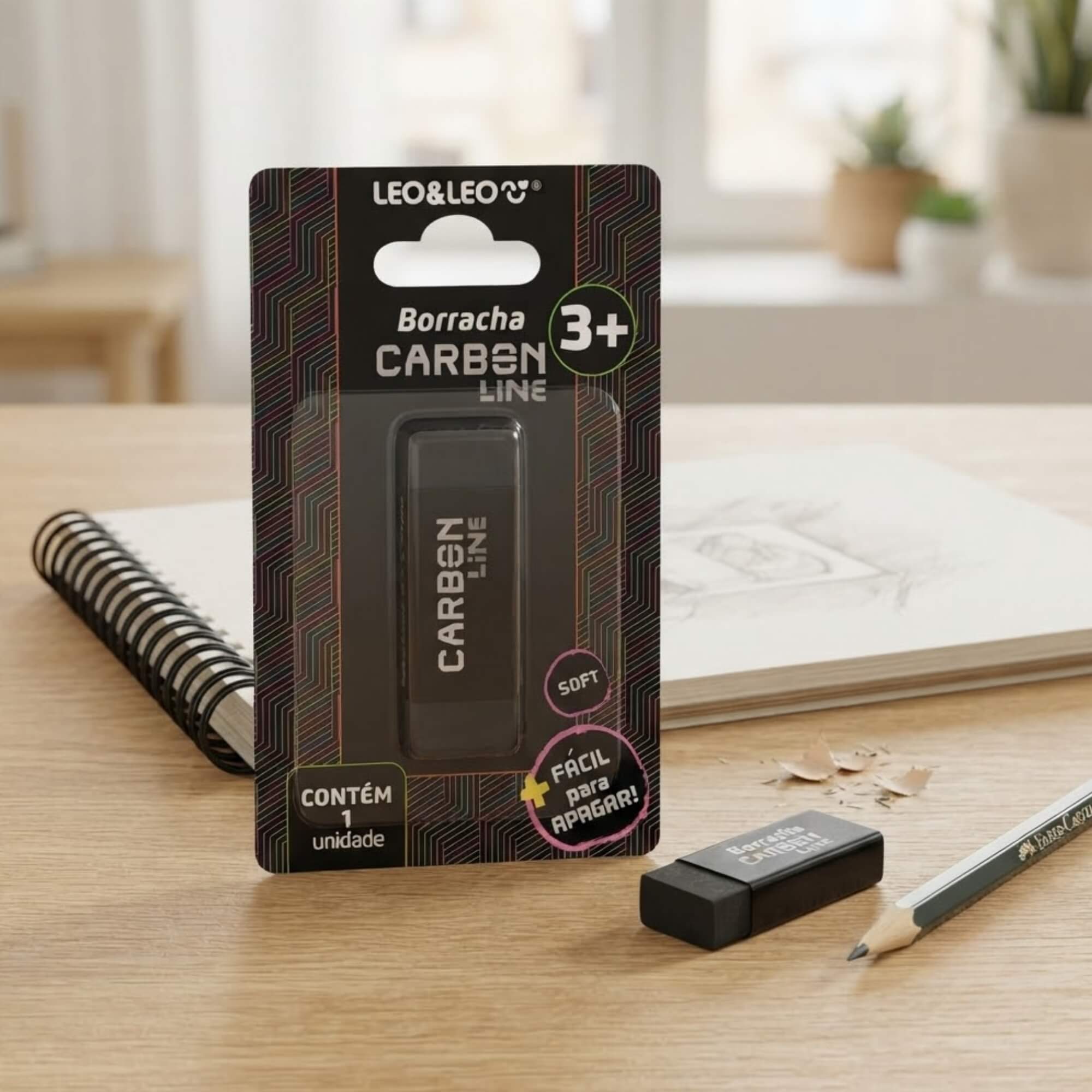 Borracha Escolar Carbon Line Soft - Leonora 10790