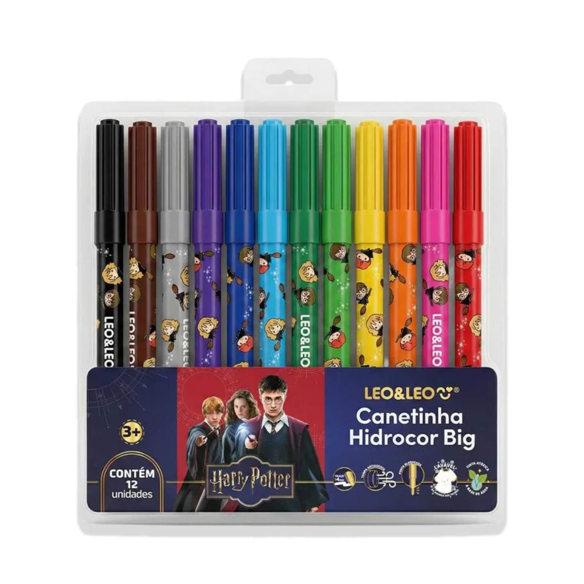 Canetinha Hidrocor Big Harry Potter 12 Cores Leo&Leo Leonora - 10797