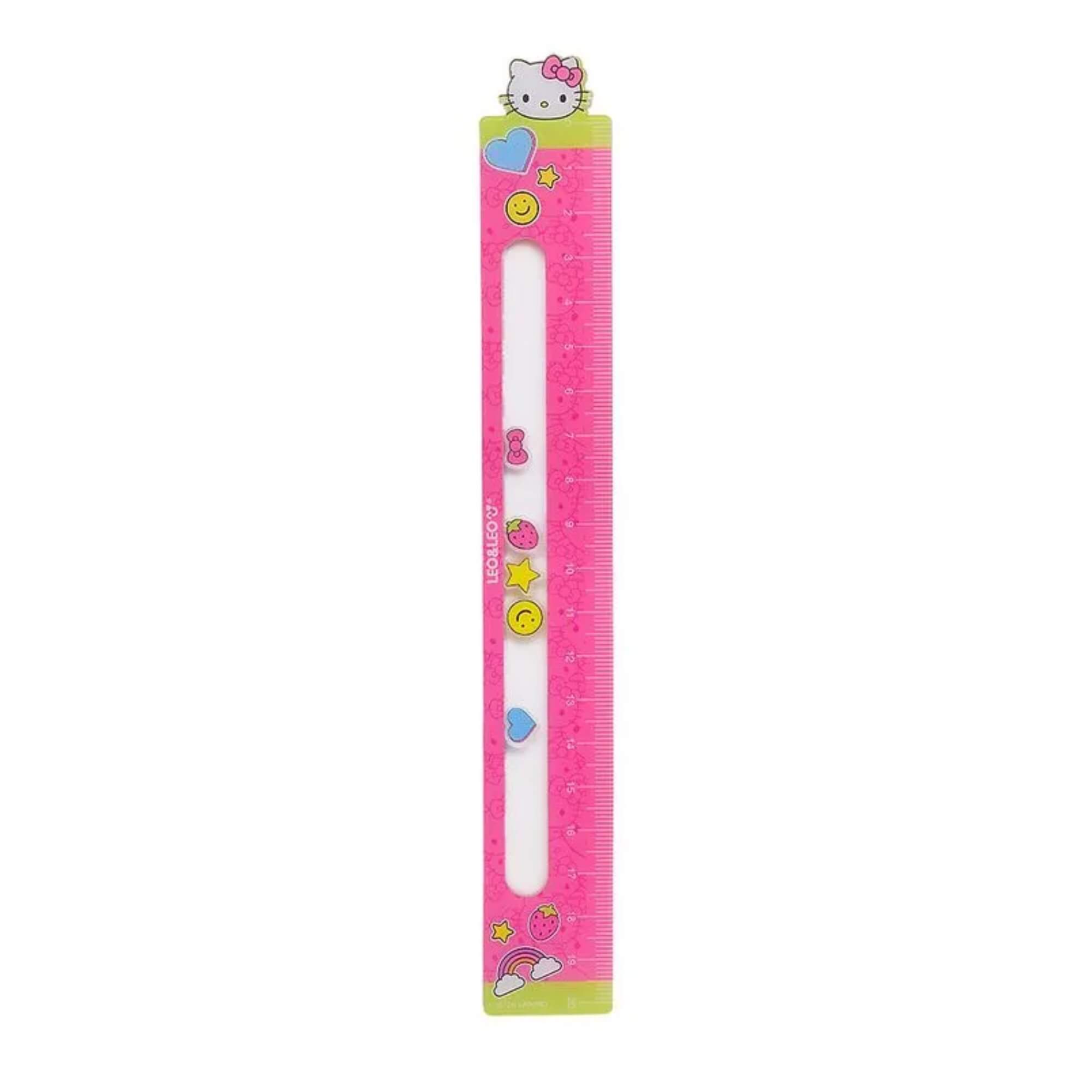 Régua Plástica Decorada Hello Kitty 20cm - Leonora 10804
