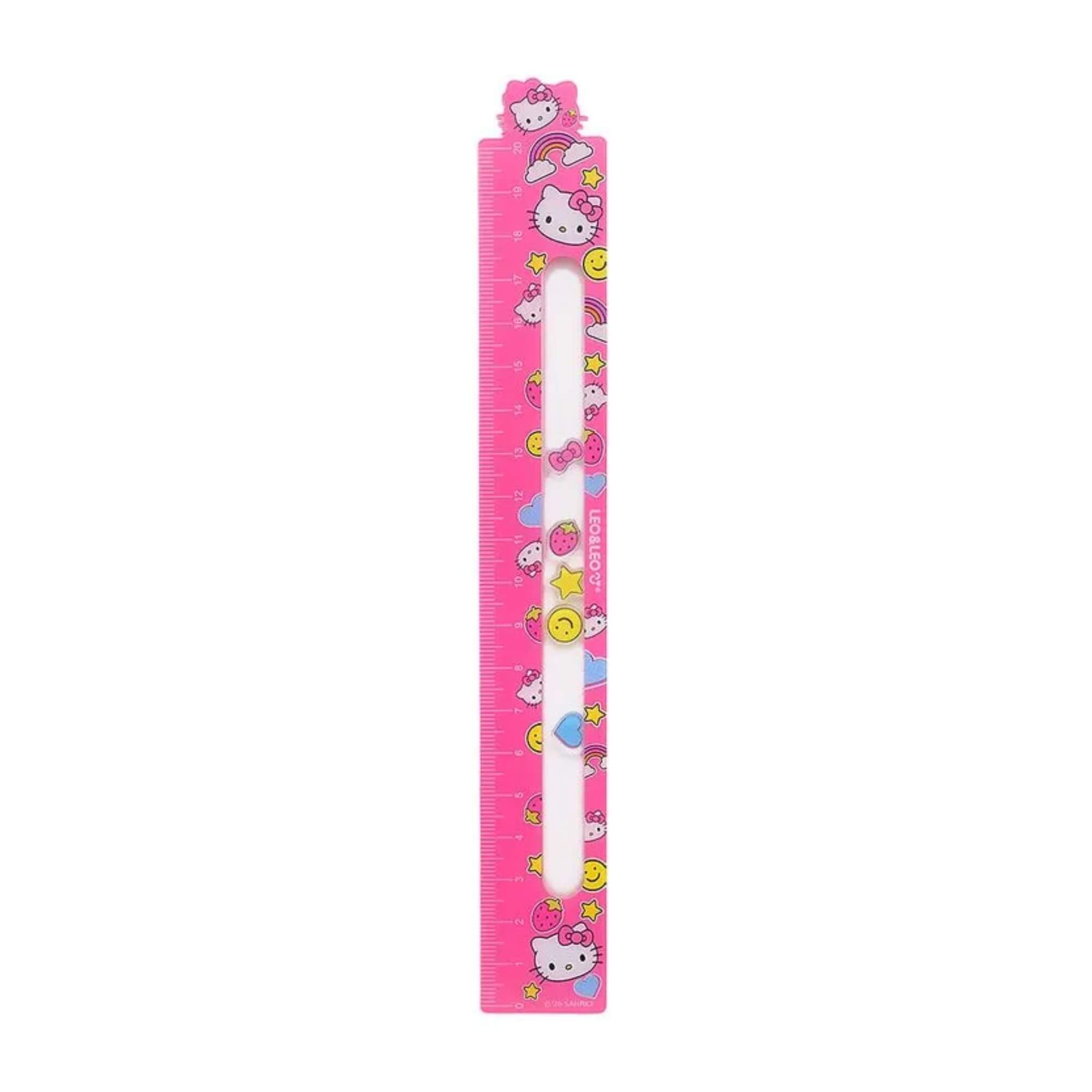 Régua Plástica Decorada Hello Kitty 20cm - Leonora 10804