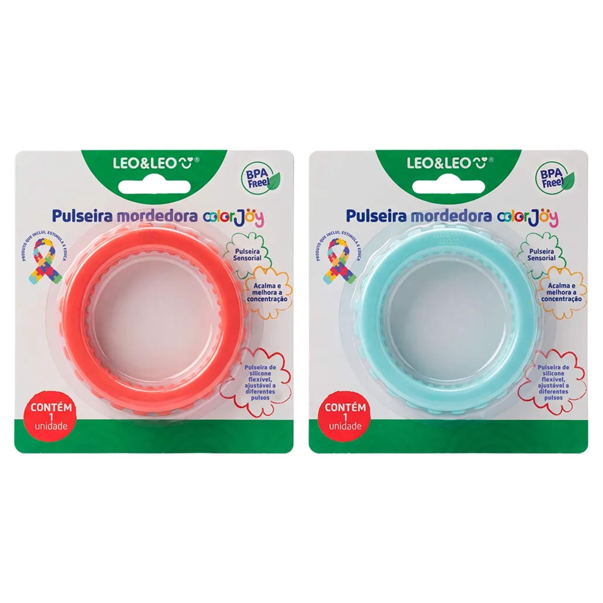 Pulseira Mordedora Sensorial Color Joy Blister Sortido e Unitário Leo&Leo Leonora - 10845