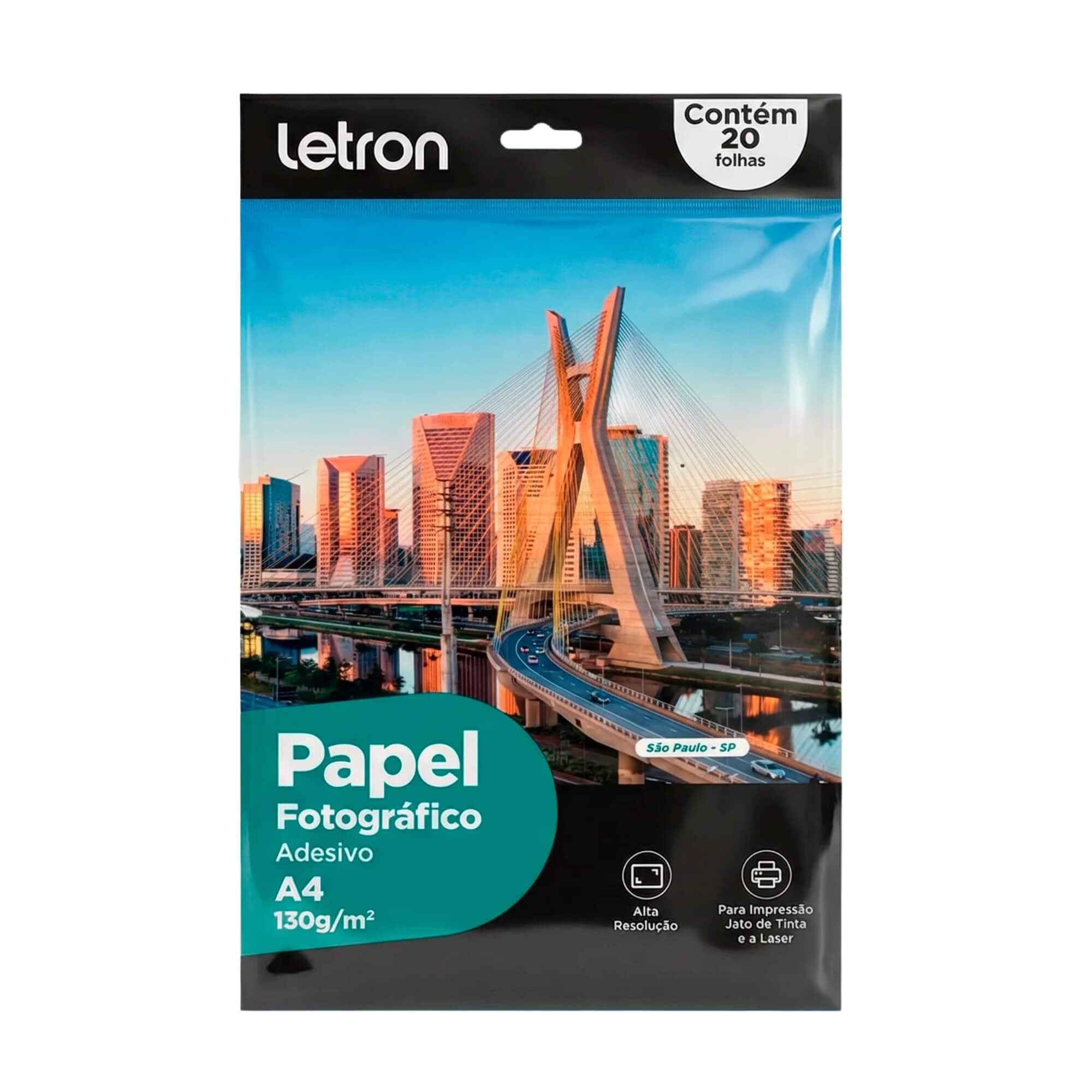 Papel Fotográfico Adesivo A4 130gm² Pacote 20 Folhas Letron Leonora - 10848
