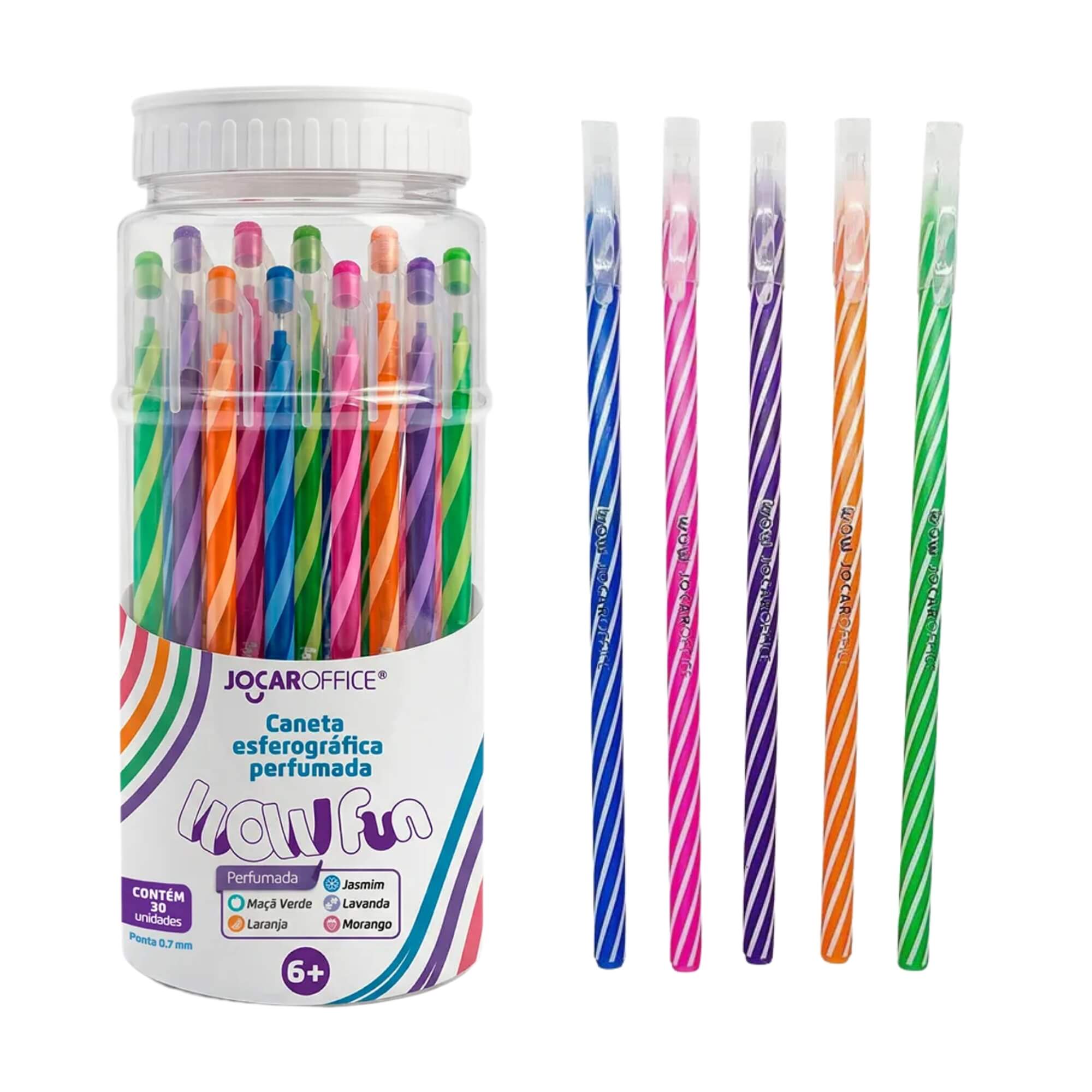 Caneta Esferográfica Perfumada Wow Fun 0.7 Pote c/ 30 unidades Jocar Office Leonora - 10851