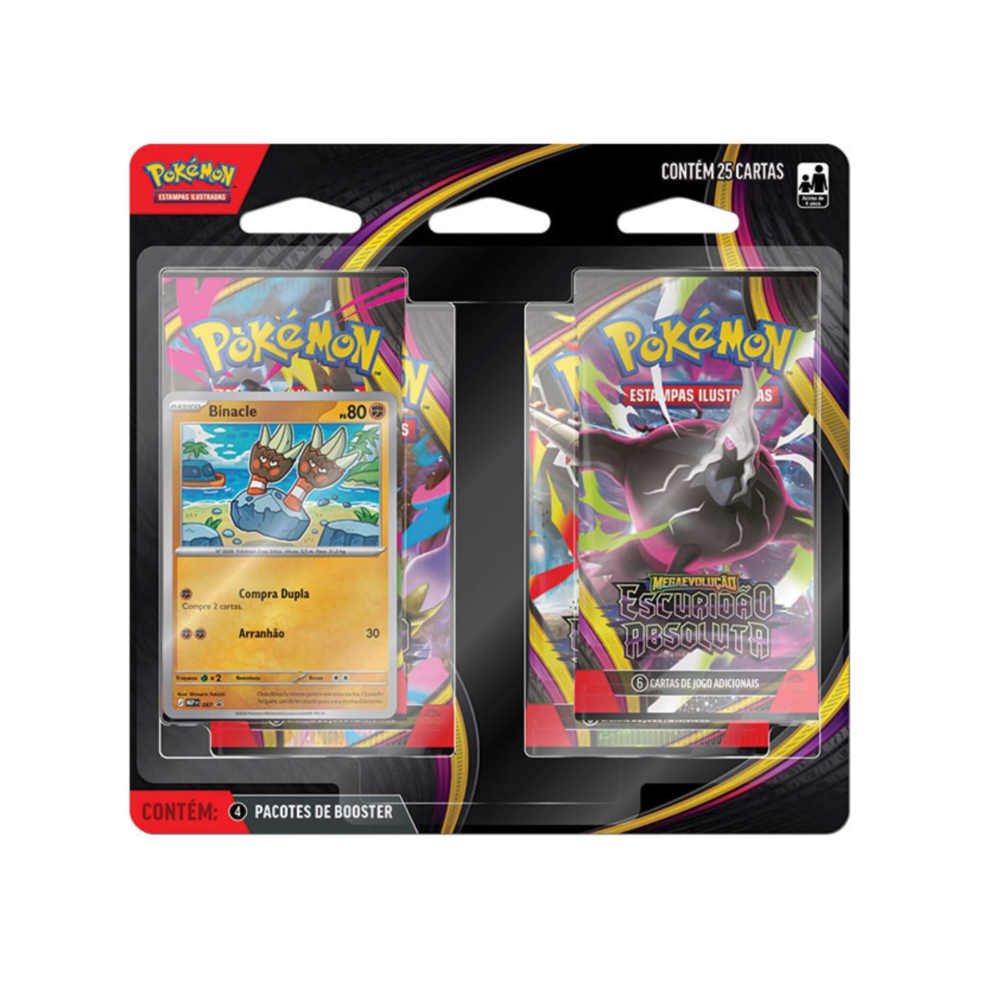 Pokemon Blister Quadruplo ME05 Escuridão Absoluta Binacle Copag - 36896